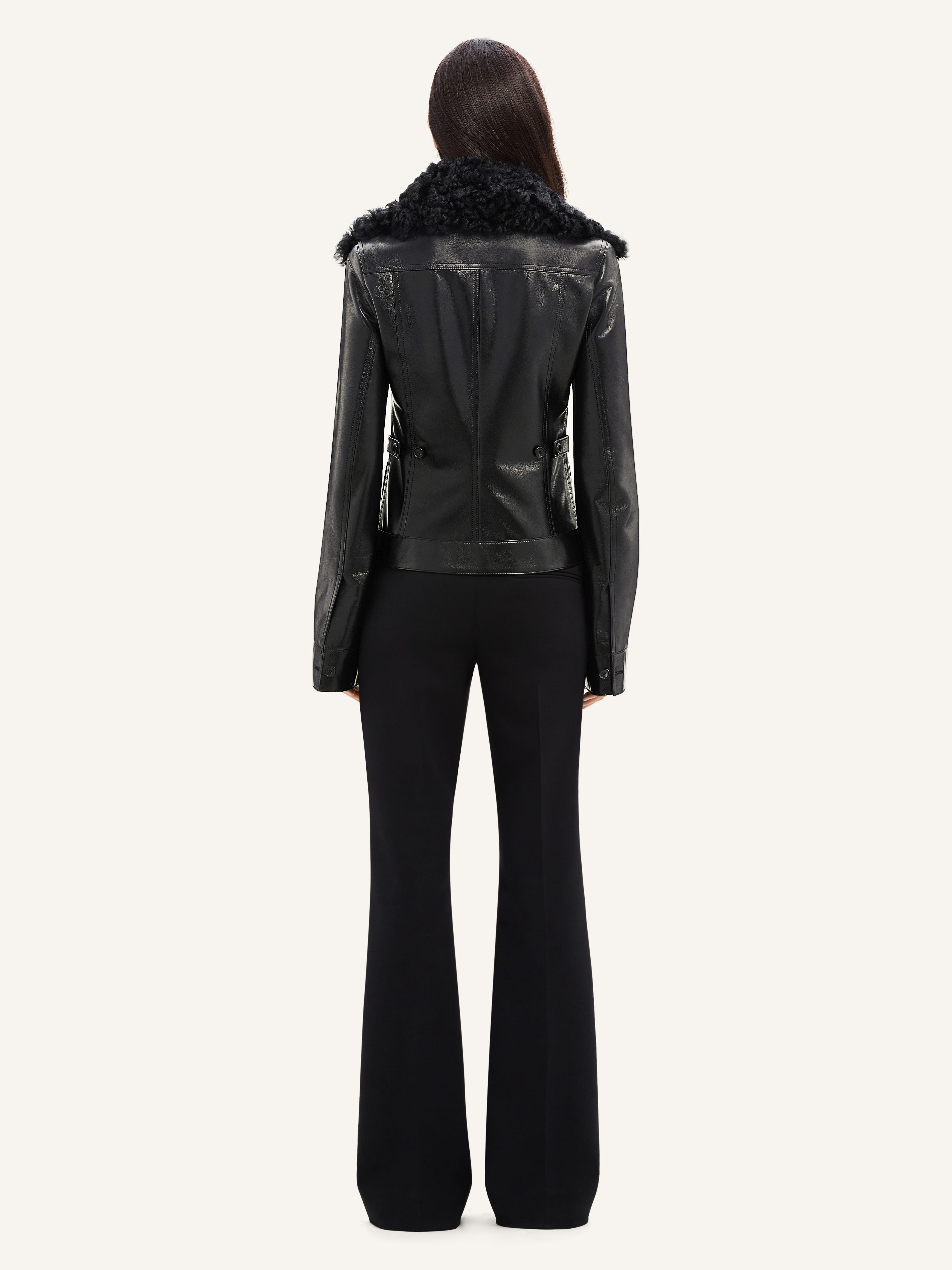 SHEARLING COLLAR LEATHER JACKET - 4
