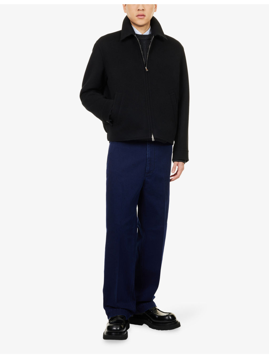 Blouson  Pointed-Collar Silk-Wool Blend Jacket - 2