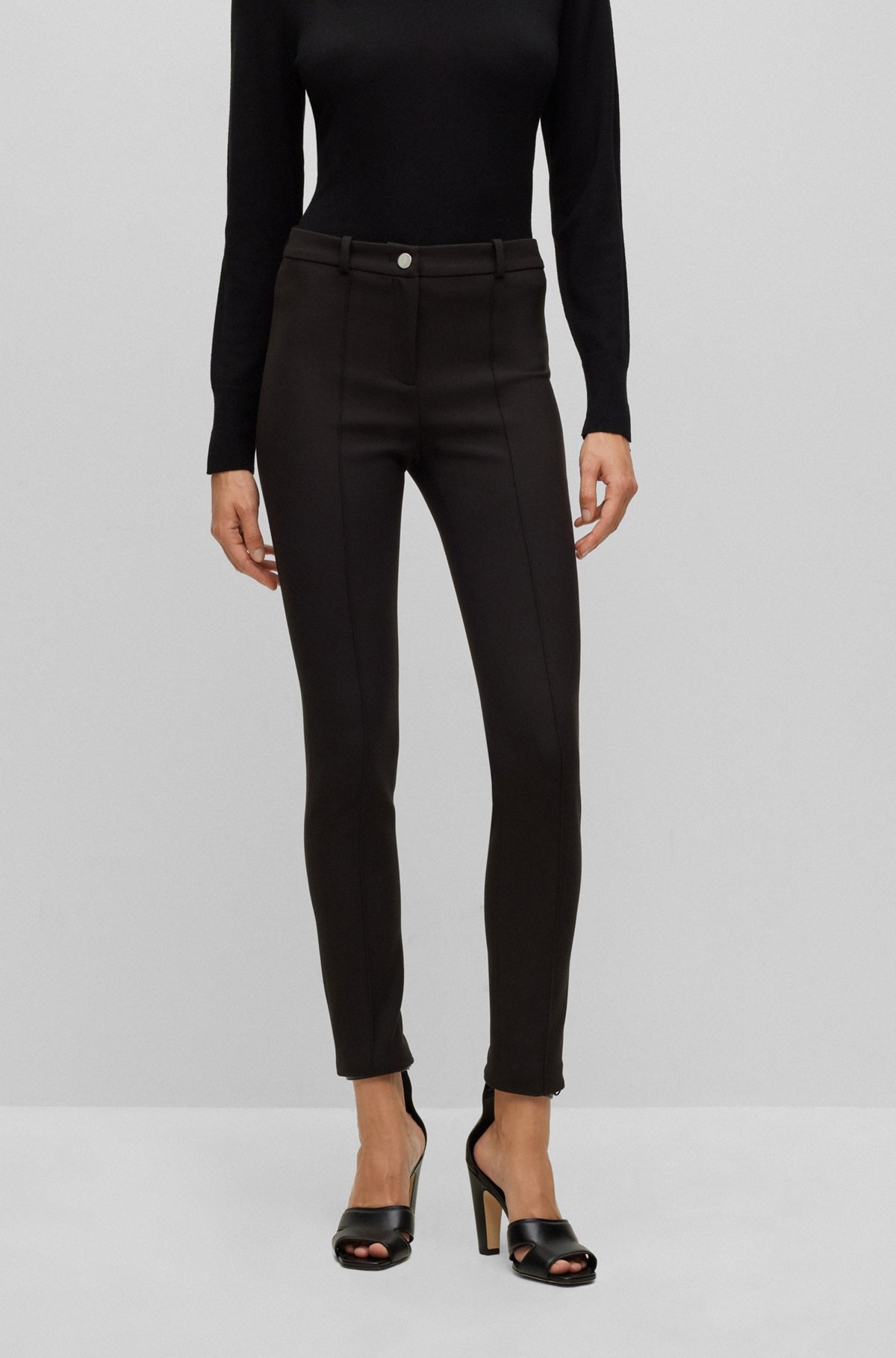 SLIM-FIT PANTS IN STRETCH FABRIC WITH PINTUCK PLEATS - 2