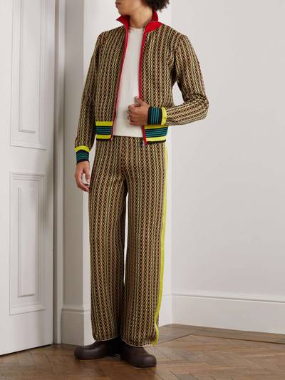 WALES BONNER Orchestre Straight-Leg Striped Jacquard-Knit Trousers outlook