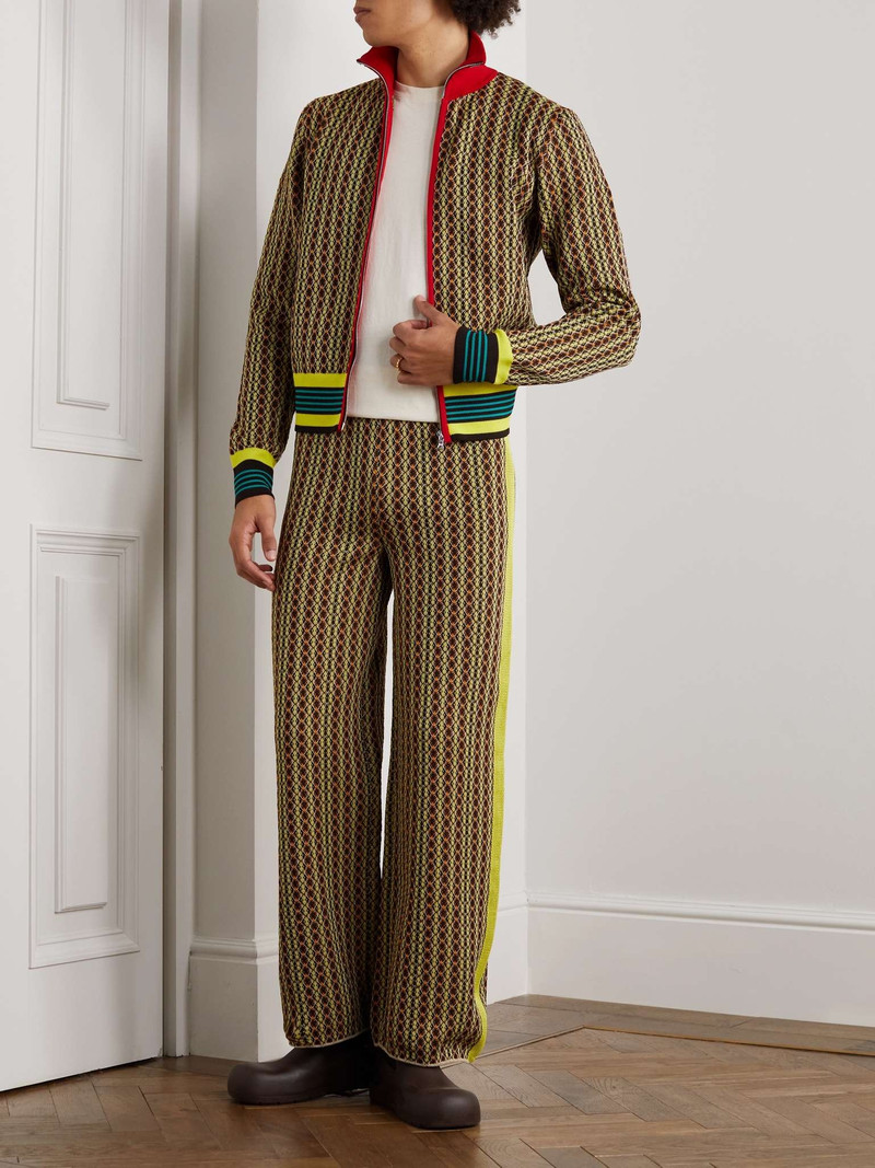 WALES BONNER Orchestre Straight-Leg Striped Jacquard-Knit Trousers outlook
