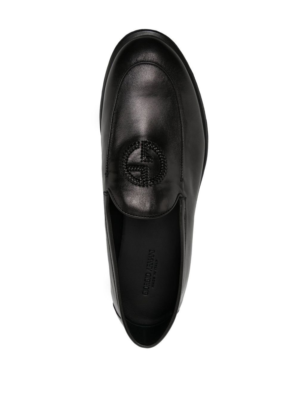 embroidered-logo leather slippers - 4