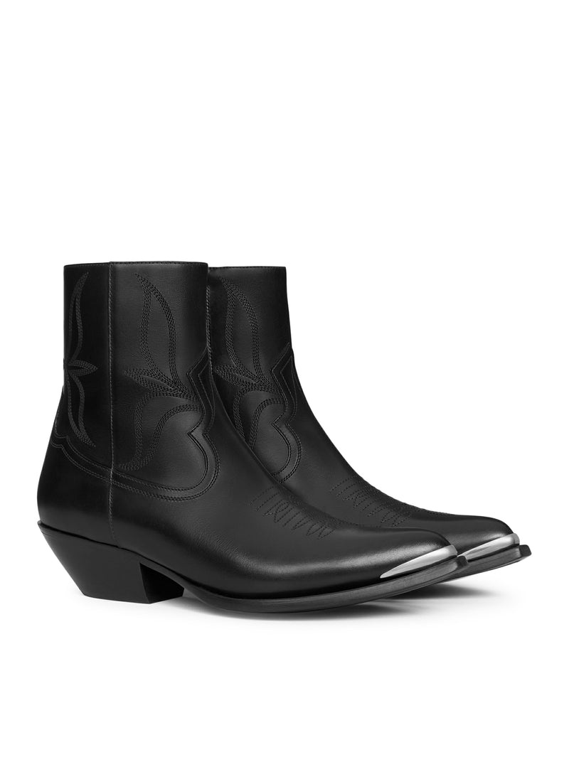 Celine Men Celine Leon Boot With Zip And Metal Toe In Polished Calfskin - 2