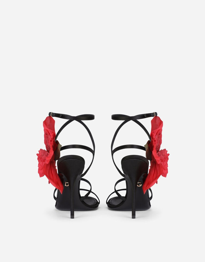 Satin sandals with silk flower 3