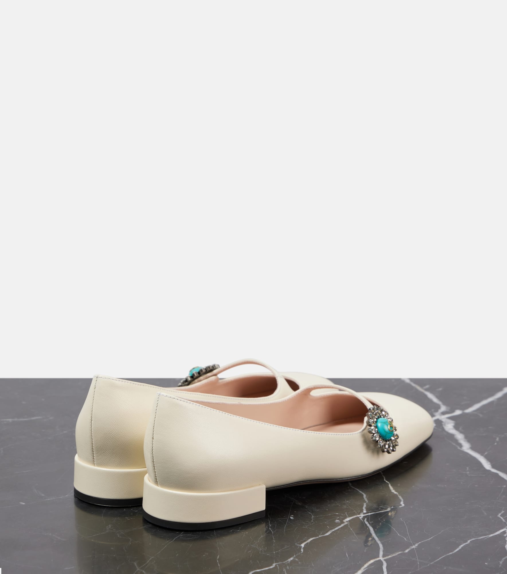 Daisy embellished leather Mary Jane pumps - 2