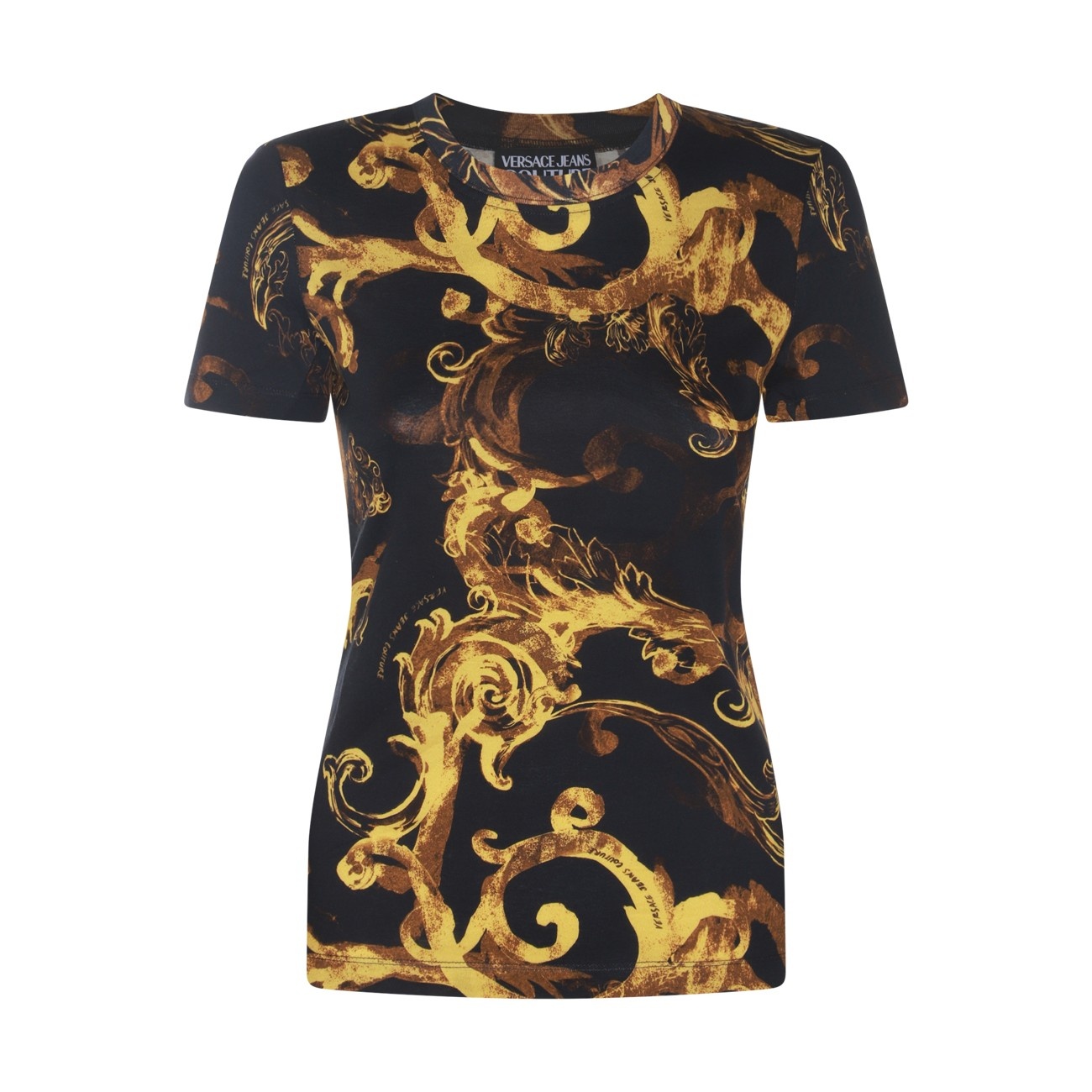 black and gold-tone cotton t-shirt - 1