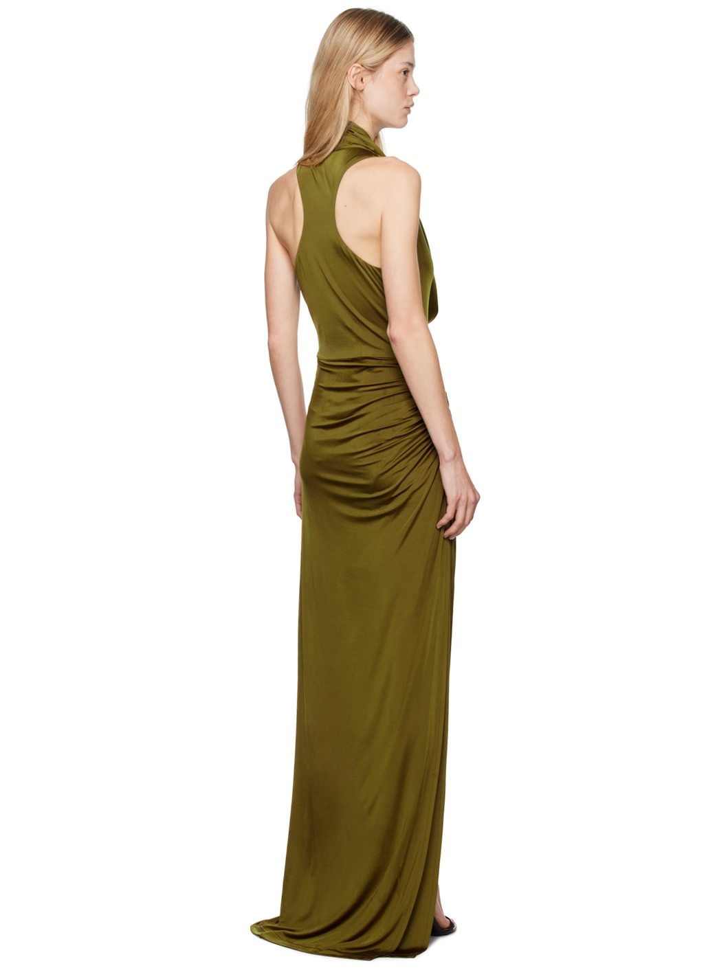 Khaki Cowl Neck Maxi Dress - 3