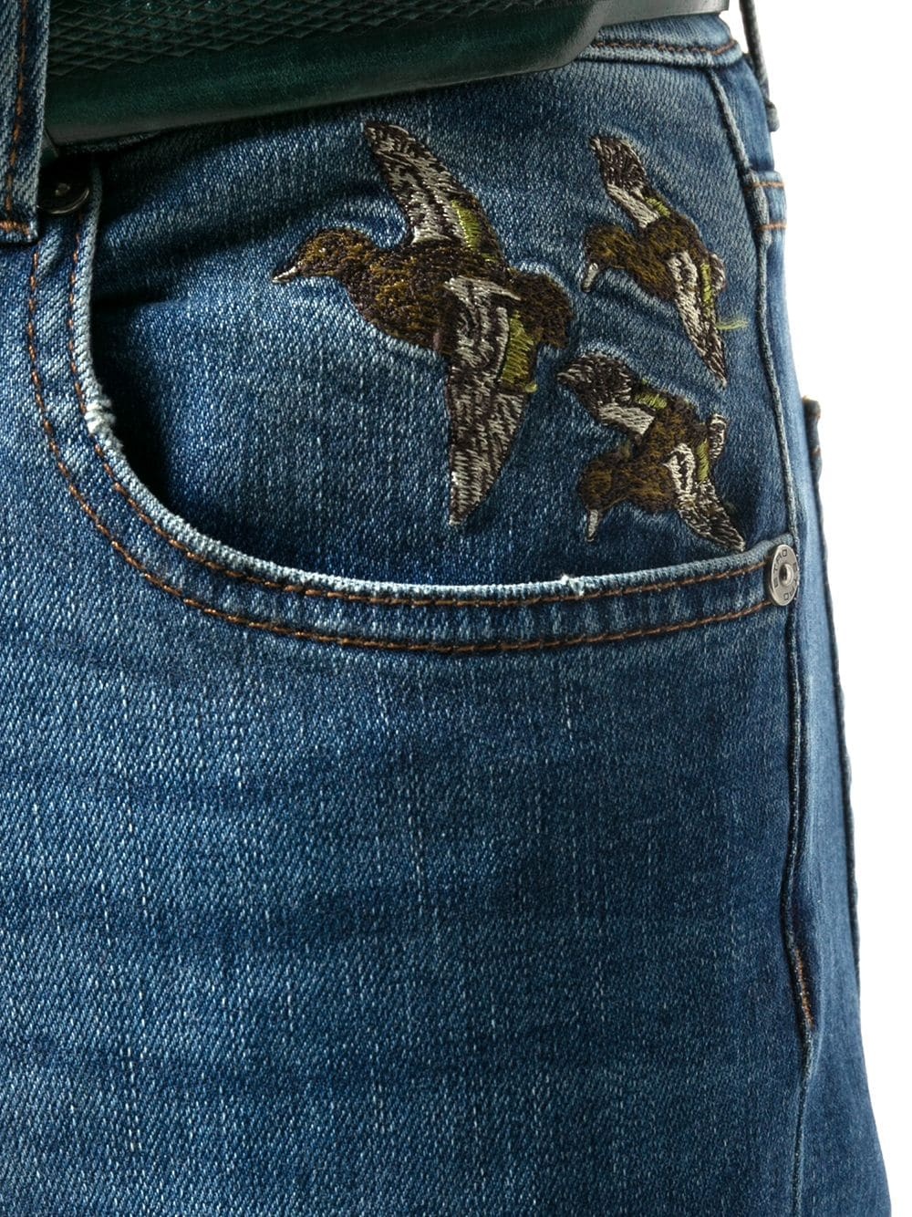 duck-embroidered slim-fit jeans - 5