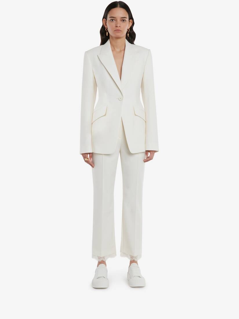 Lace Trousers in Bone - 2