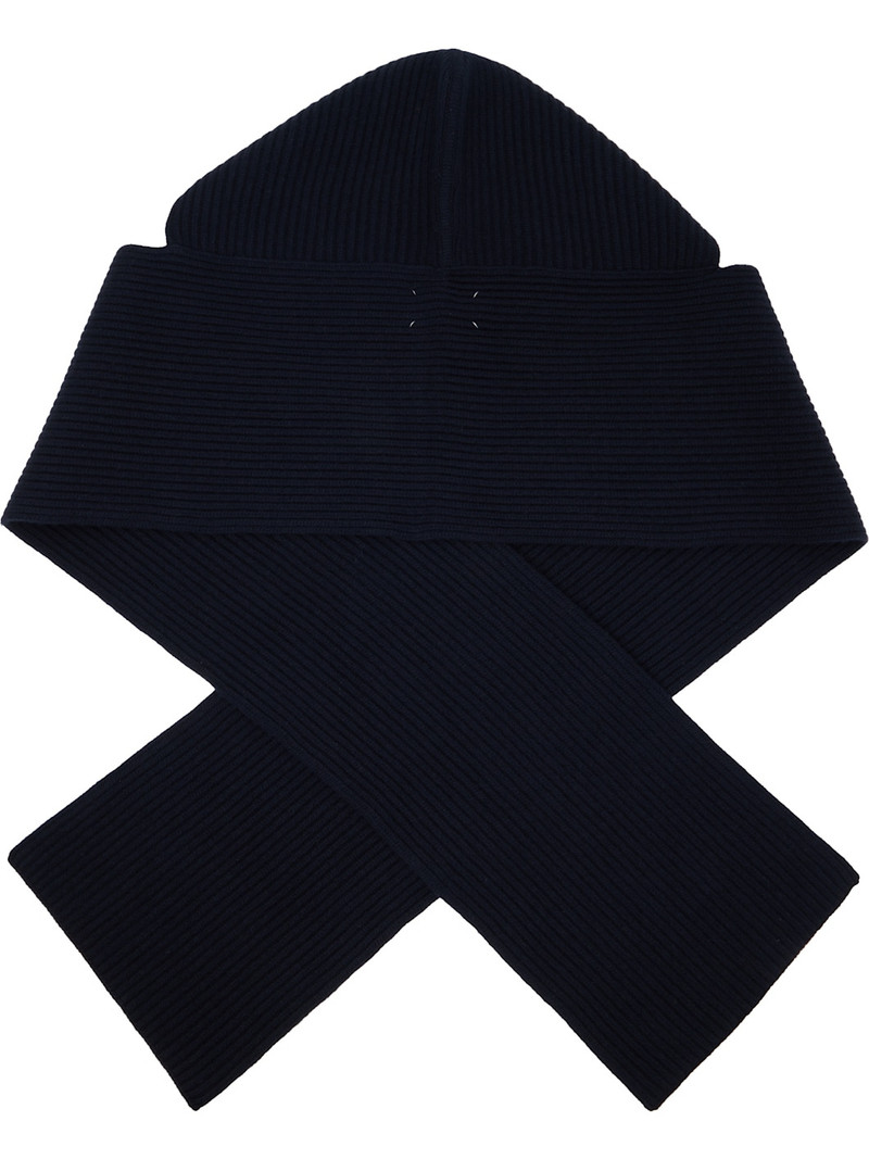 Maison Margiela Navy Wool Hooded Scarf outlook
