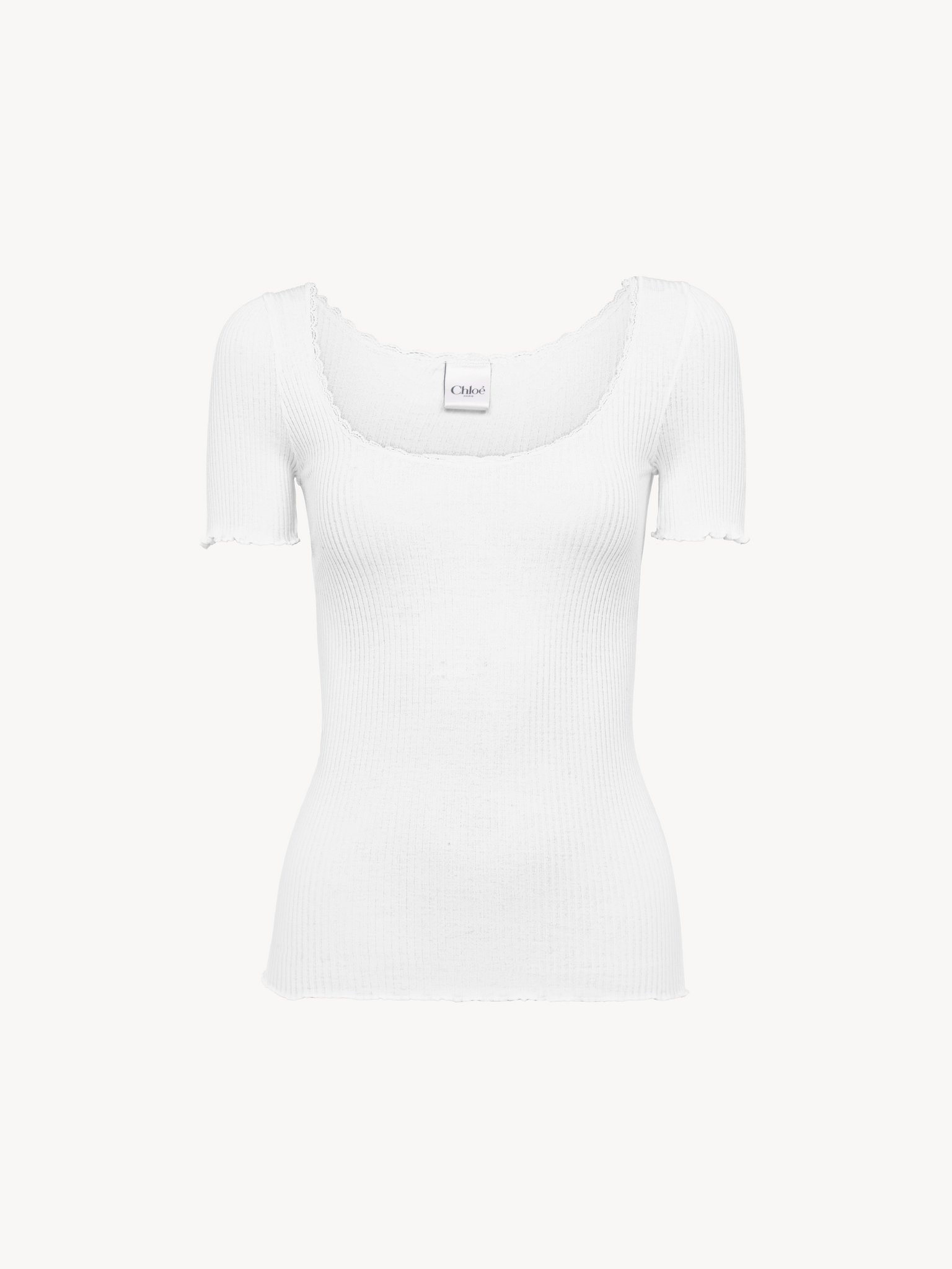 SCOOP-NECK FITTED T-SHIRT IN COTTON - 2