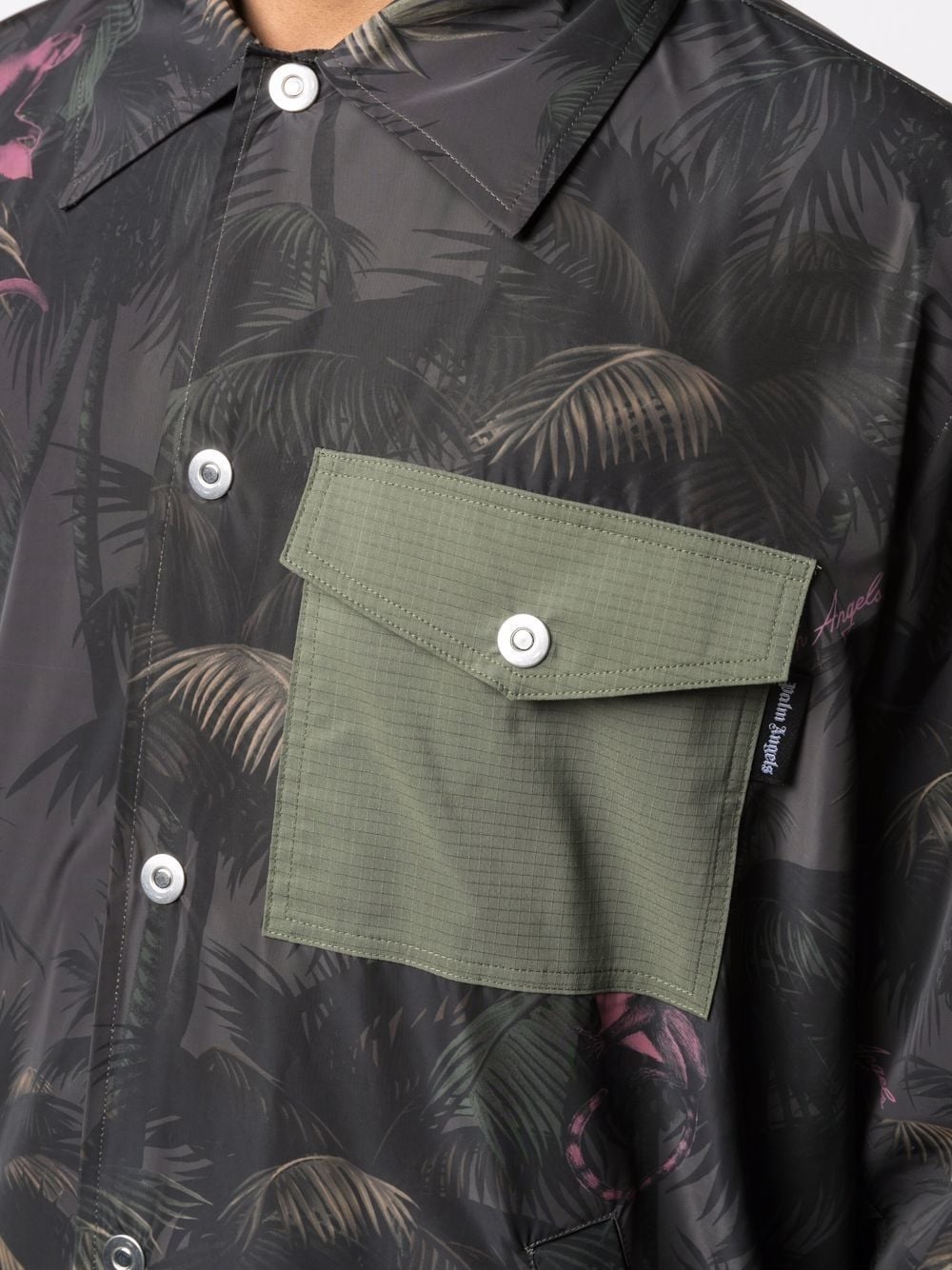 leaf-print shirt jacket - 5