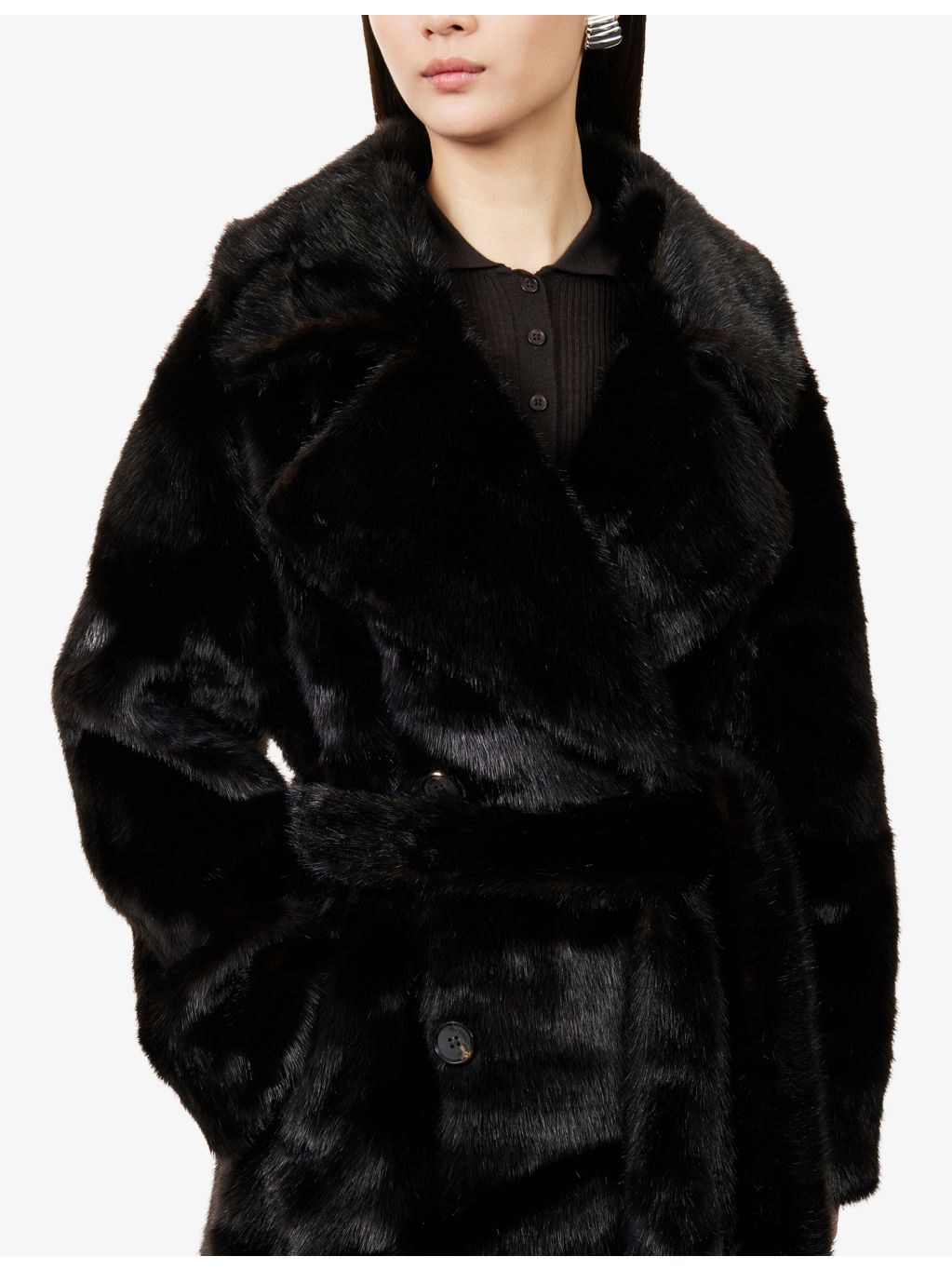 Joni Notched-Lapel Faux-Fur Coat - 5