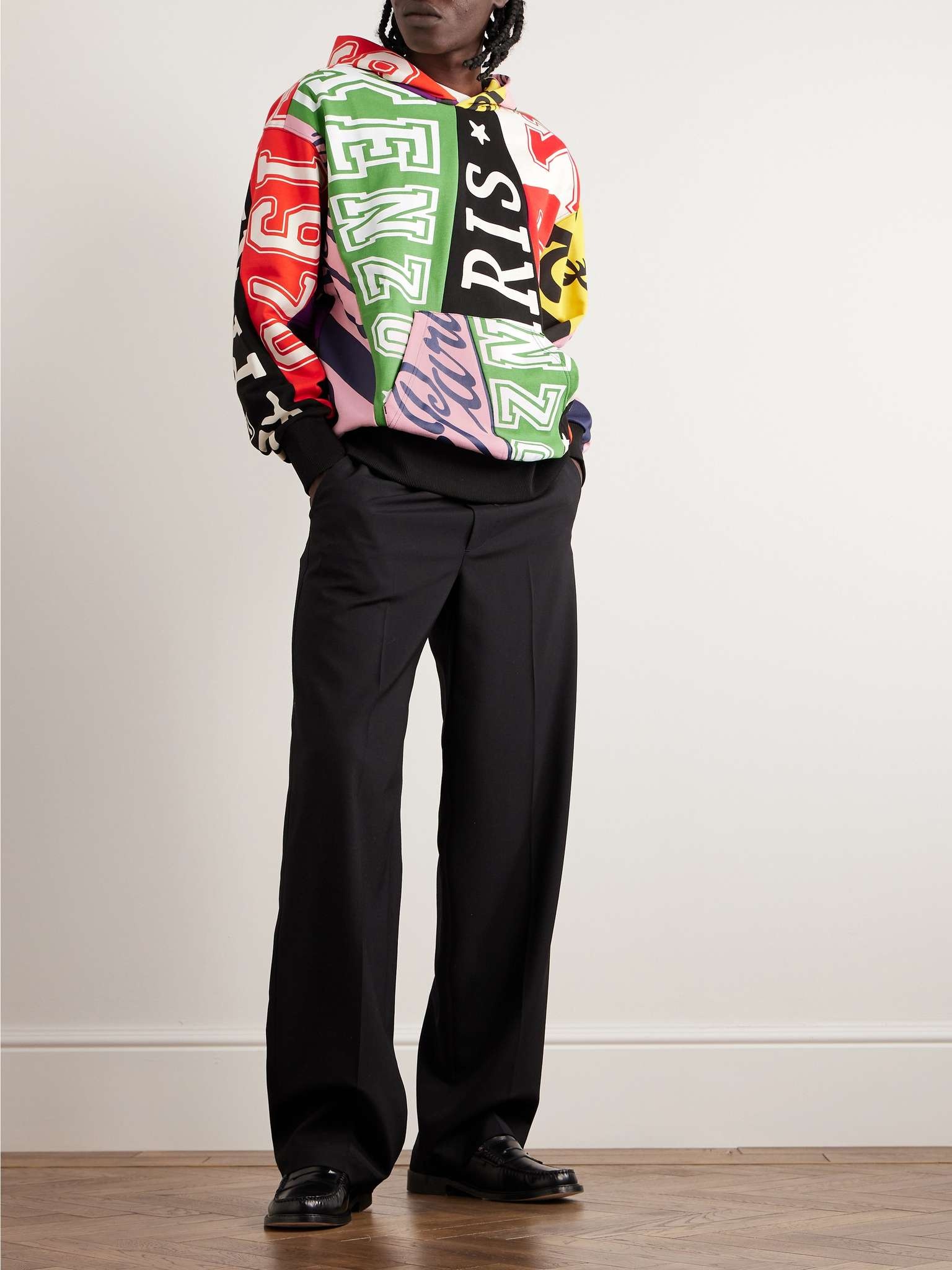 Printed Patchwork Stretch-Cotton Jersey Hoodie - 2