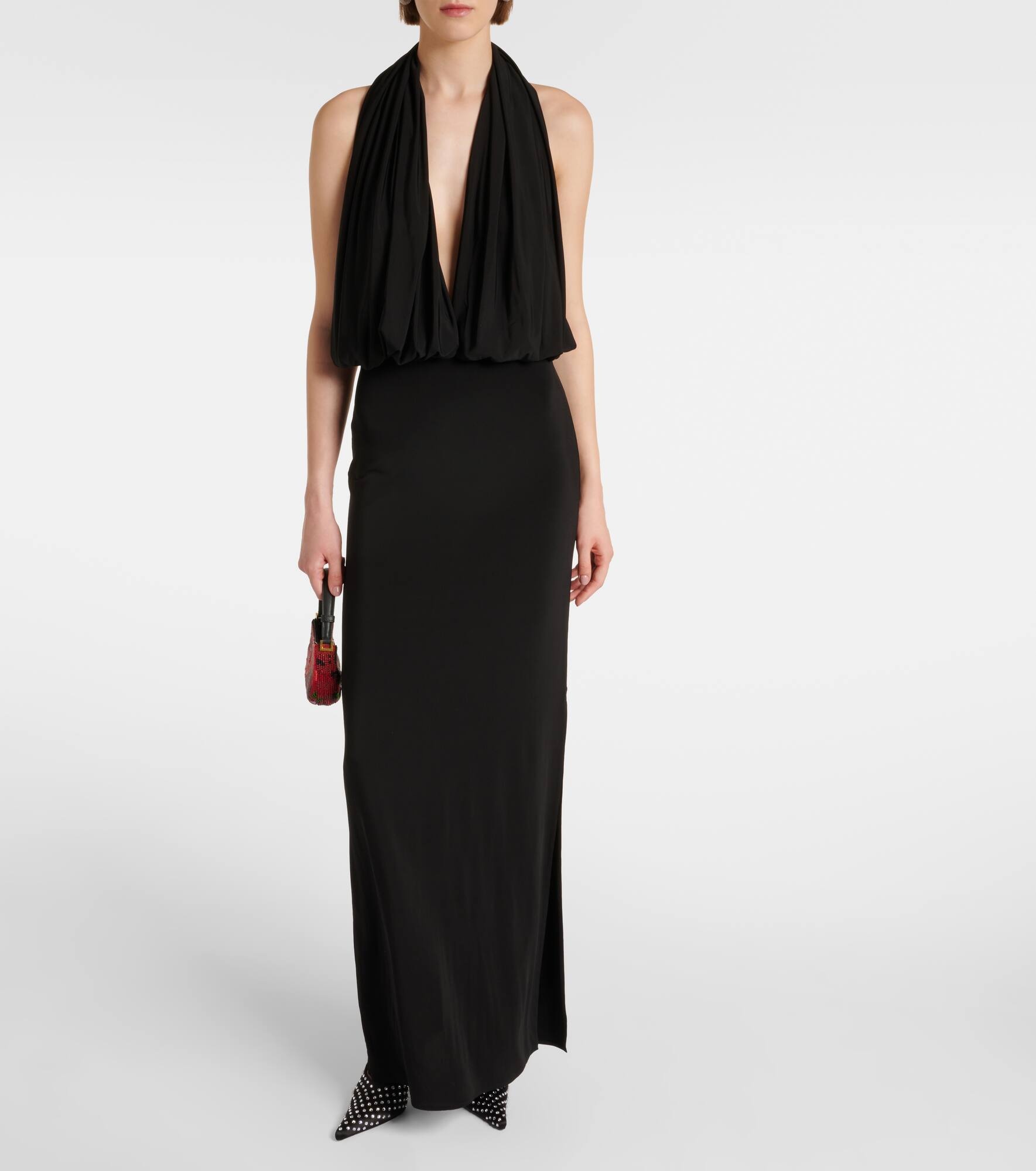 Draped halterneck jersey gown - 2