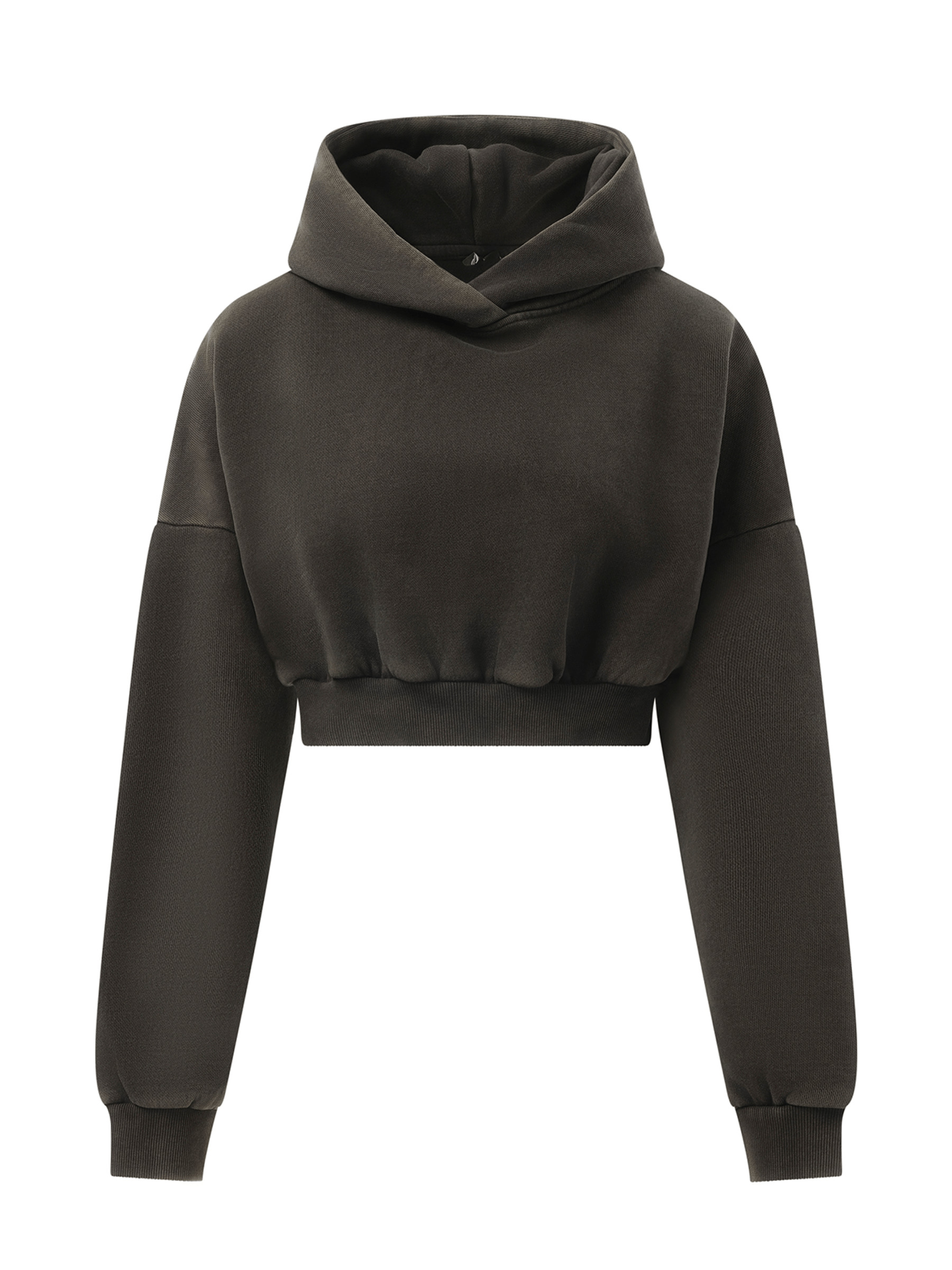 Cropped Heavy Hood in Washed Black - 2