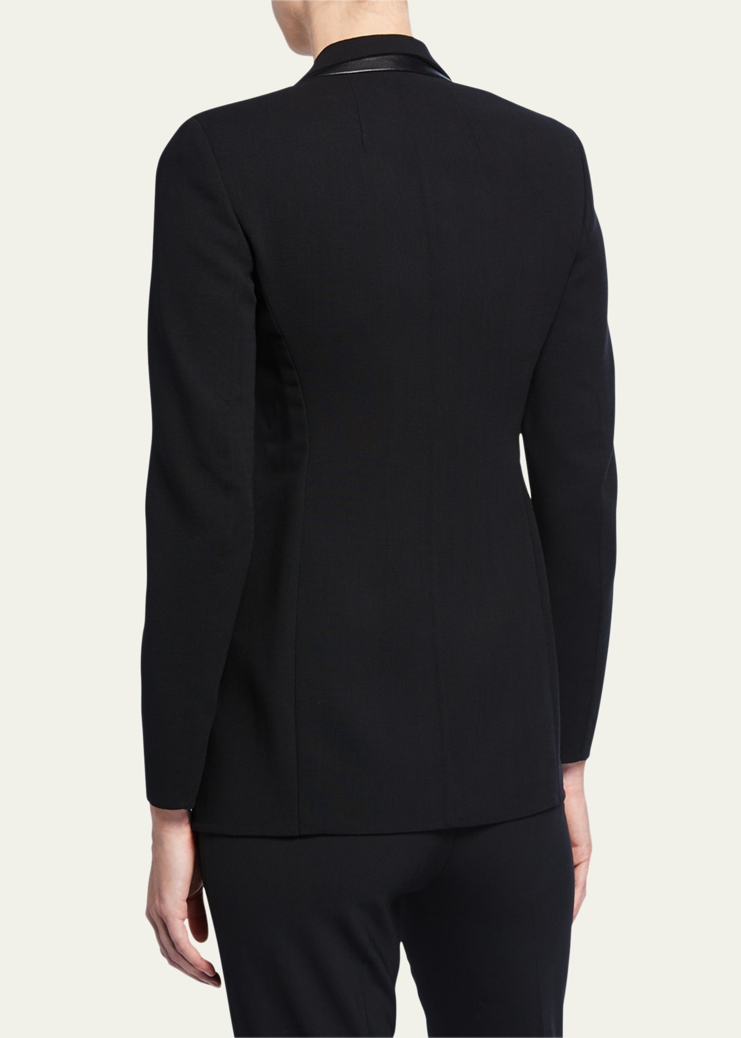 Leather-Collar Wool Jacket - 4