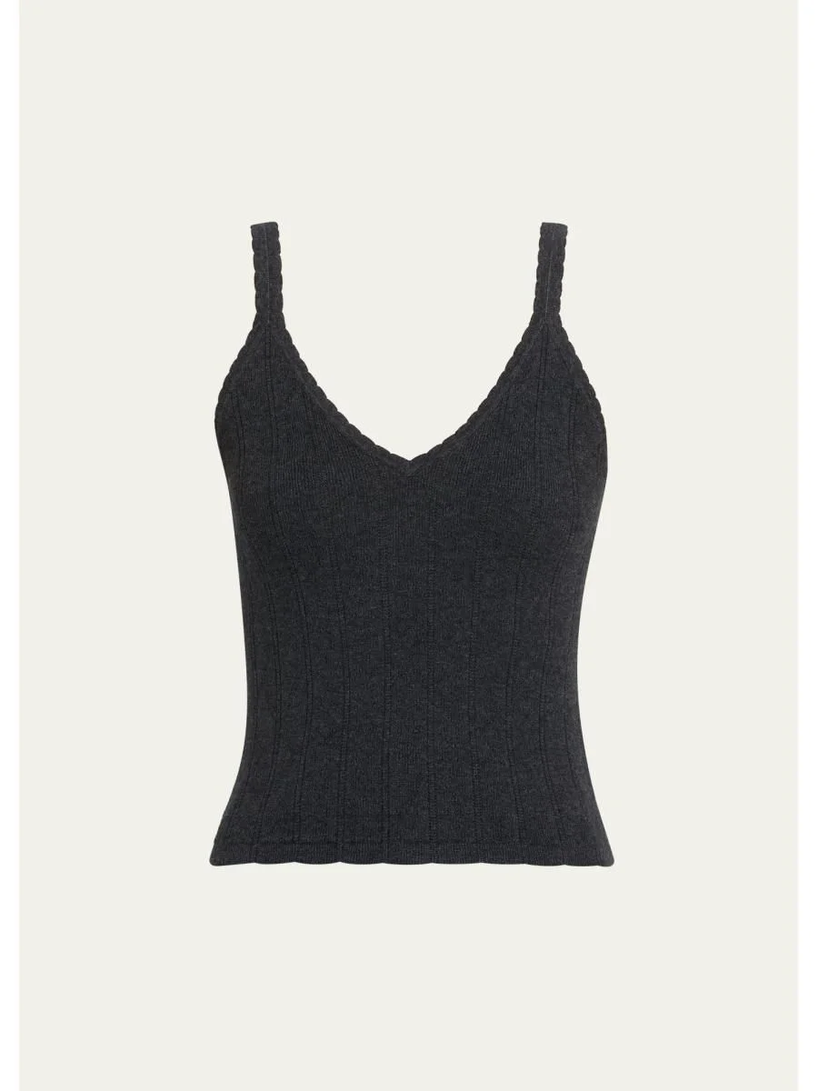 Suni Scalloped Cotton-Cashmere Rib Tank Top - 1