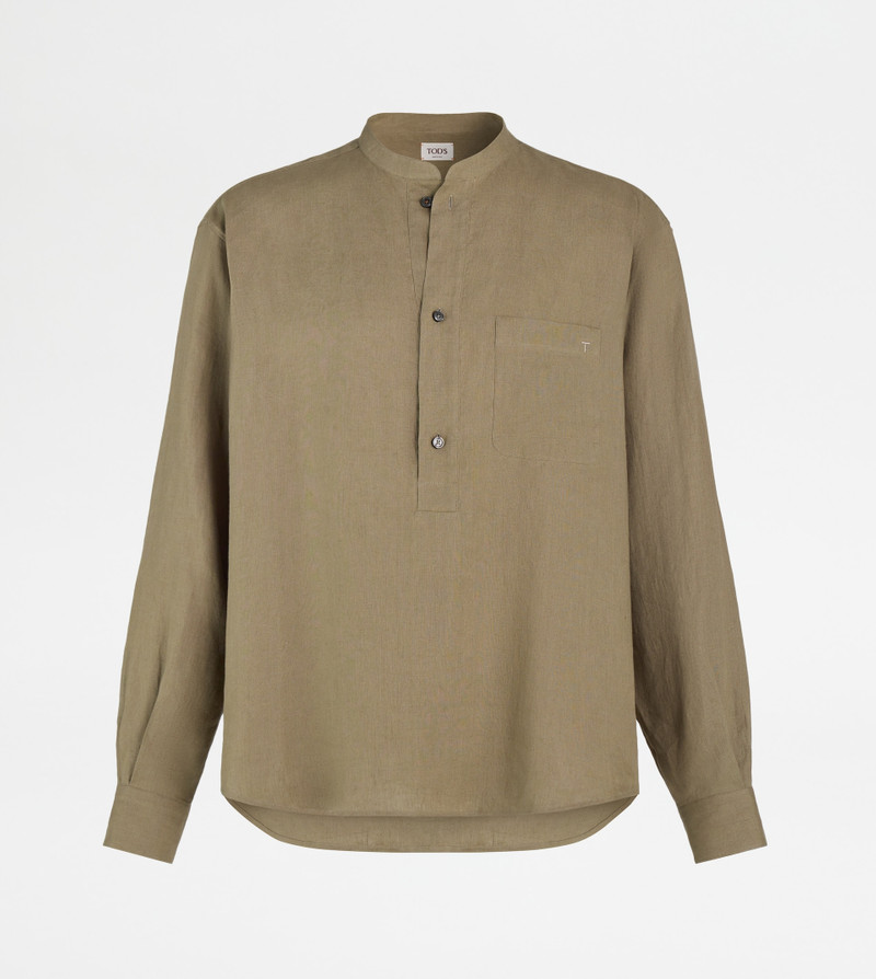 MANDARIN SHIRT IN LINEN - GREY 1