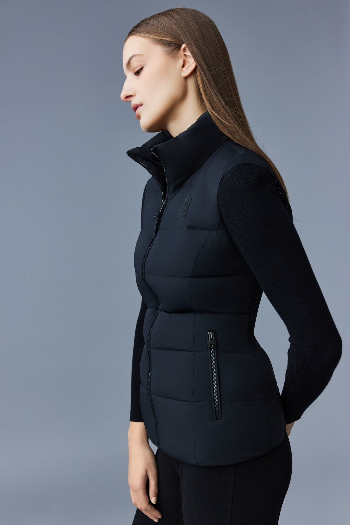 GISELA Stretch light down vest with stand collar - 5
