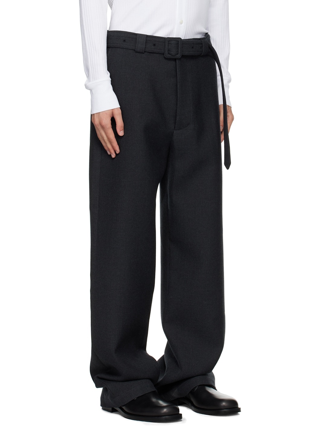 Gray Belted Trousers - 2