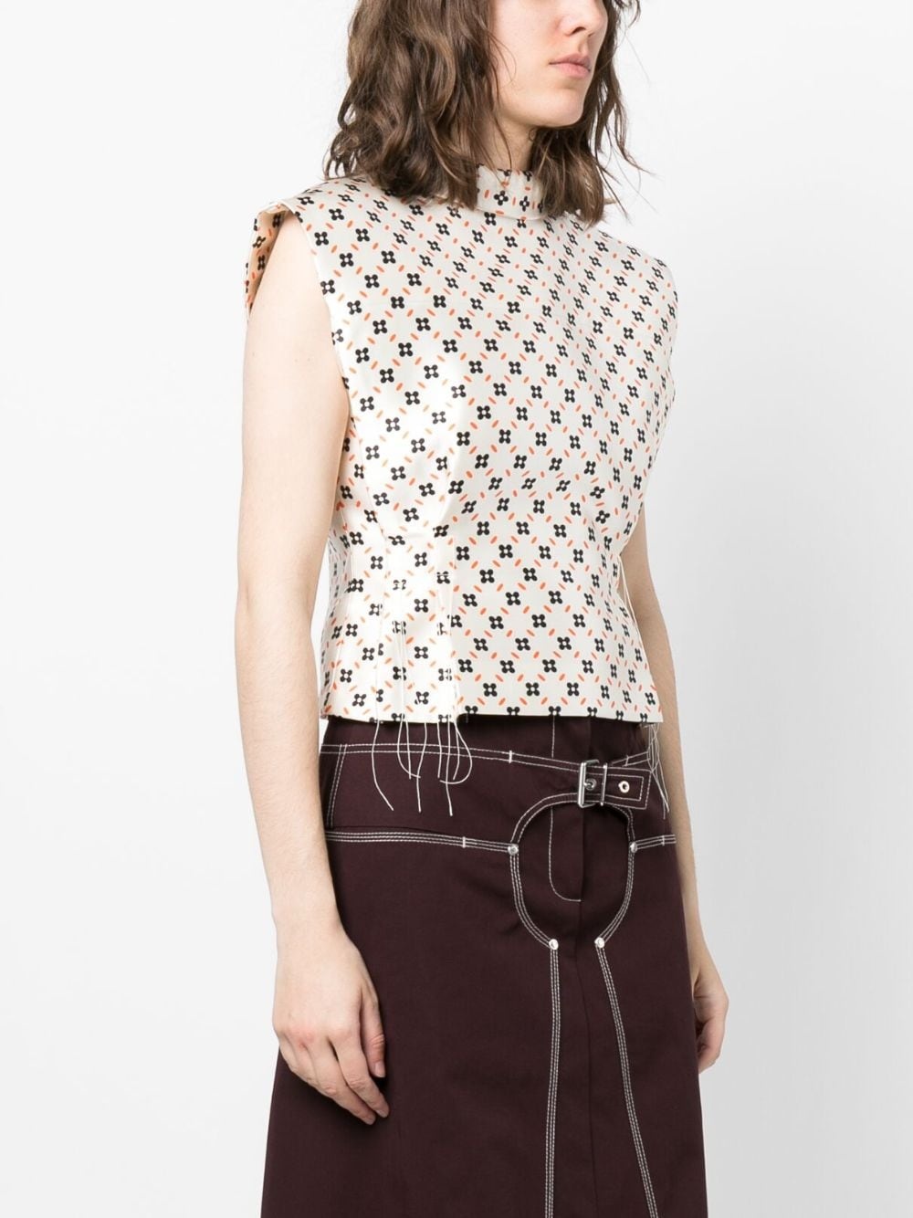 floral-print sleeveless blouse - 3