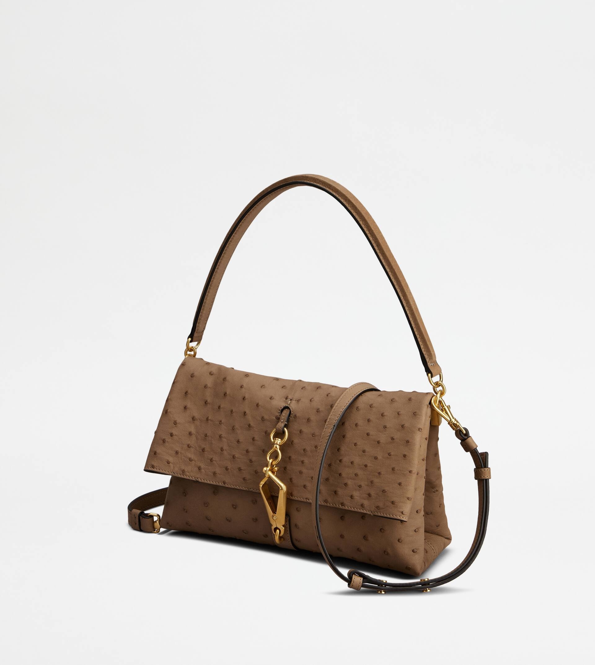 FLAP BAG IN OSTRICH MINI - BEIGE - 5