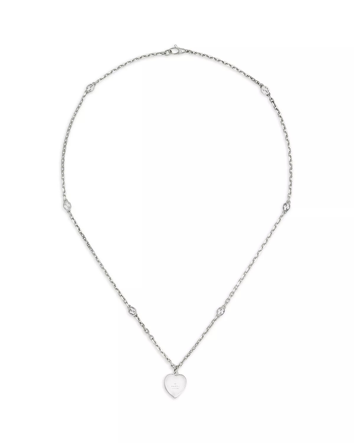 Sterling Silver Enamel Interlocking G Heart Pendant Necklace, 19.7" - 2