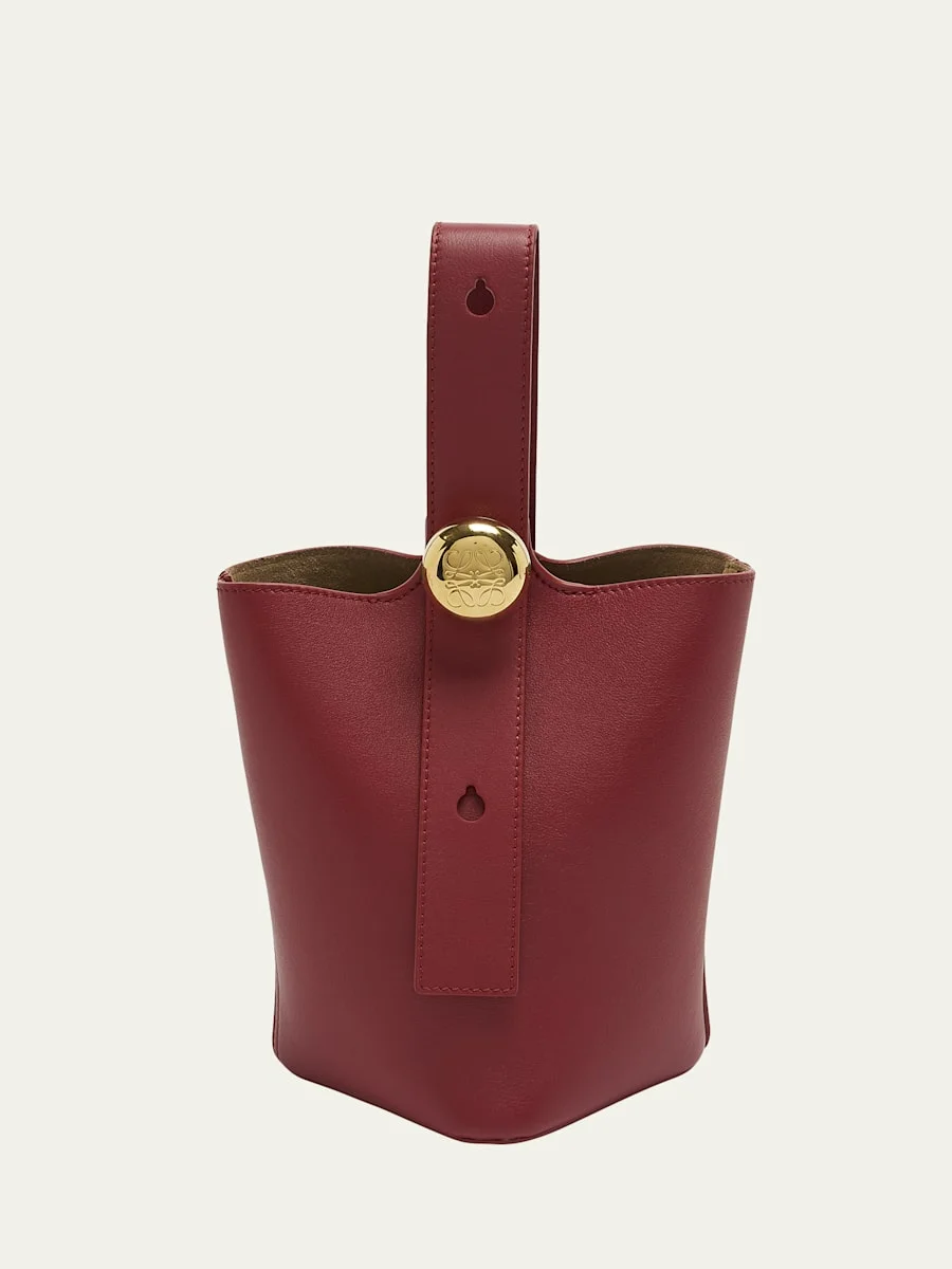 Mini Pebbled Leather Bucket Bag - 1