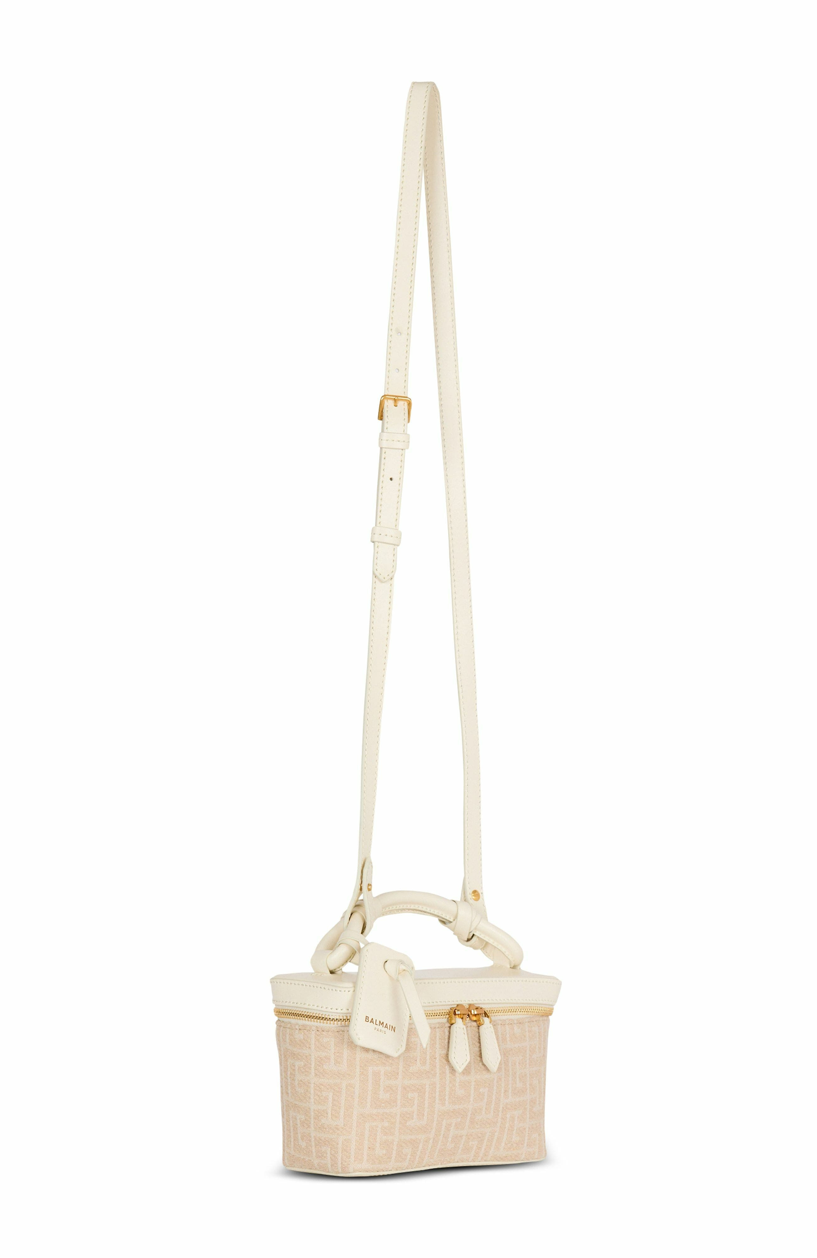 Balmain B-Army Vanity Case in monogrammed canvas and calfskin in Beige at Nordstrom - 4