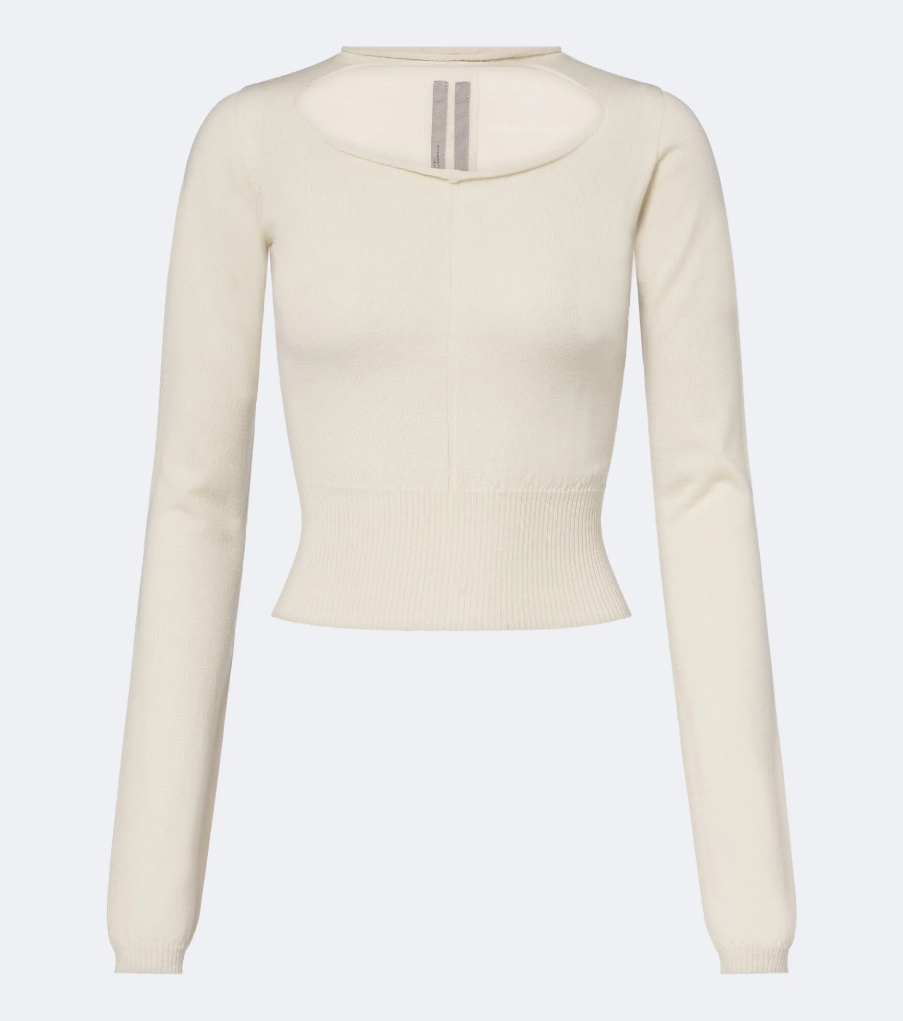 Slashed cut-out cropped virgin wool sweater - 1