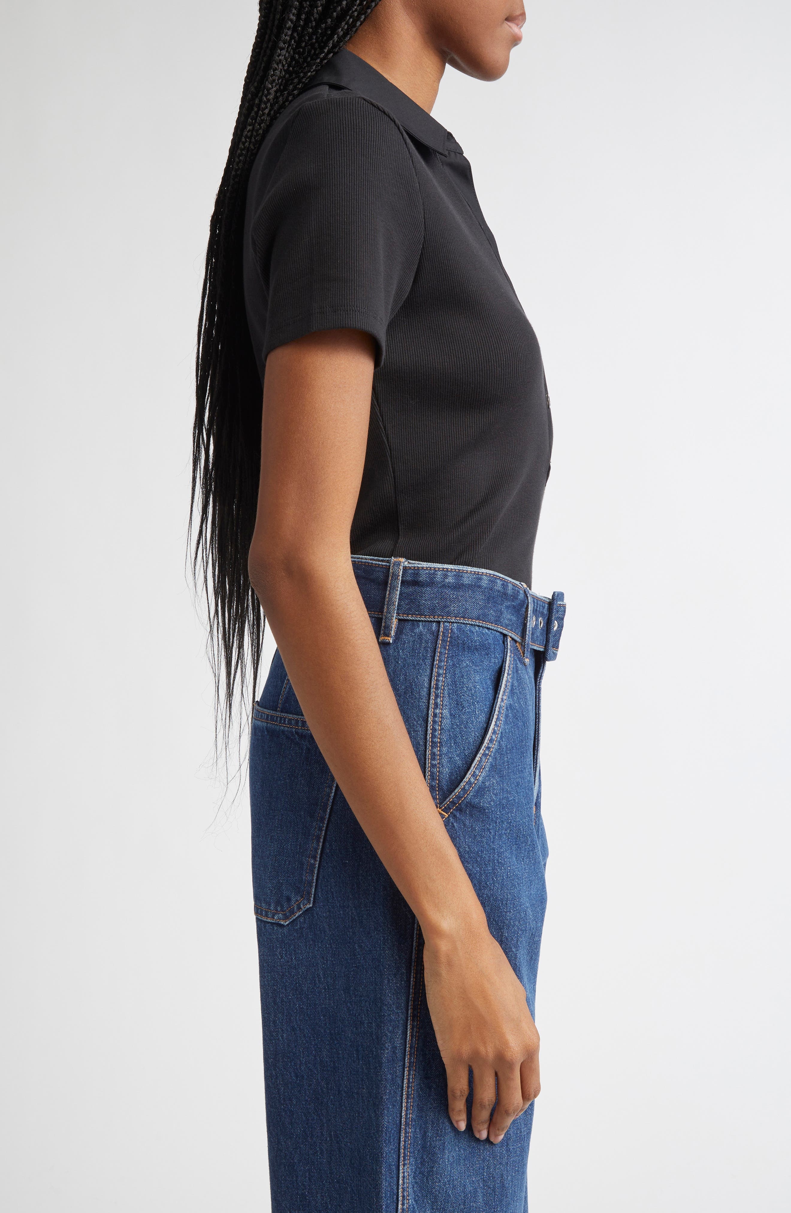 Veronica Beard Kearney Stretch Cotton Polo in Black at Nordstrom - 4