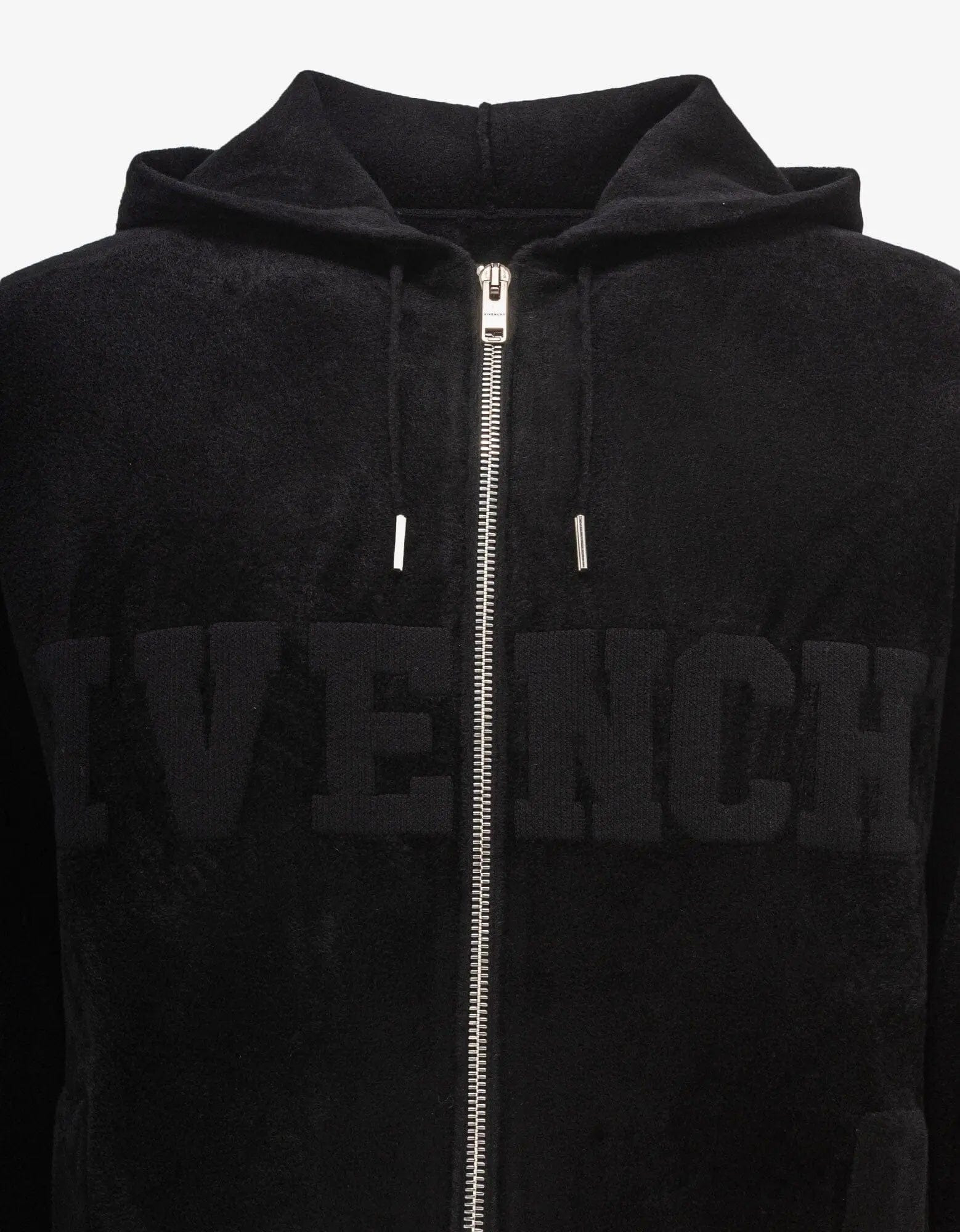 Givenchy Black Velvet Zip Logo Hoodie - 6