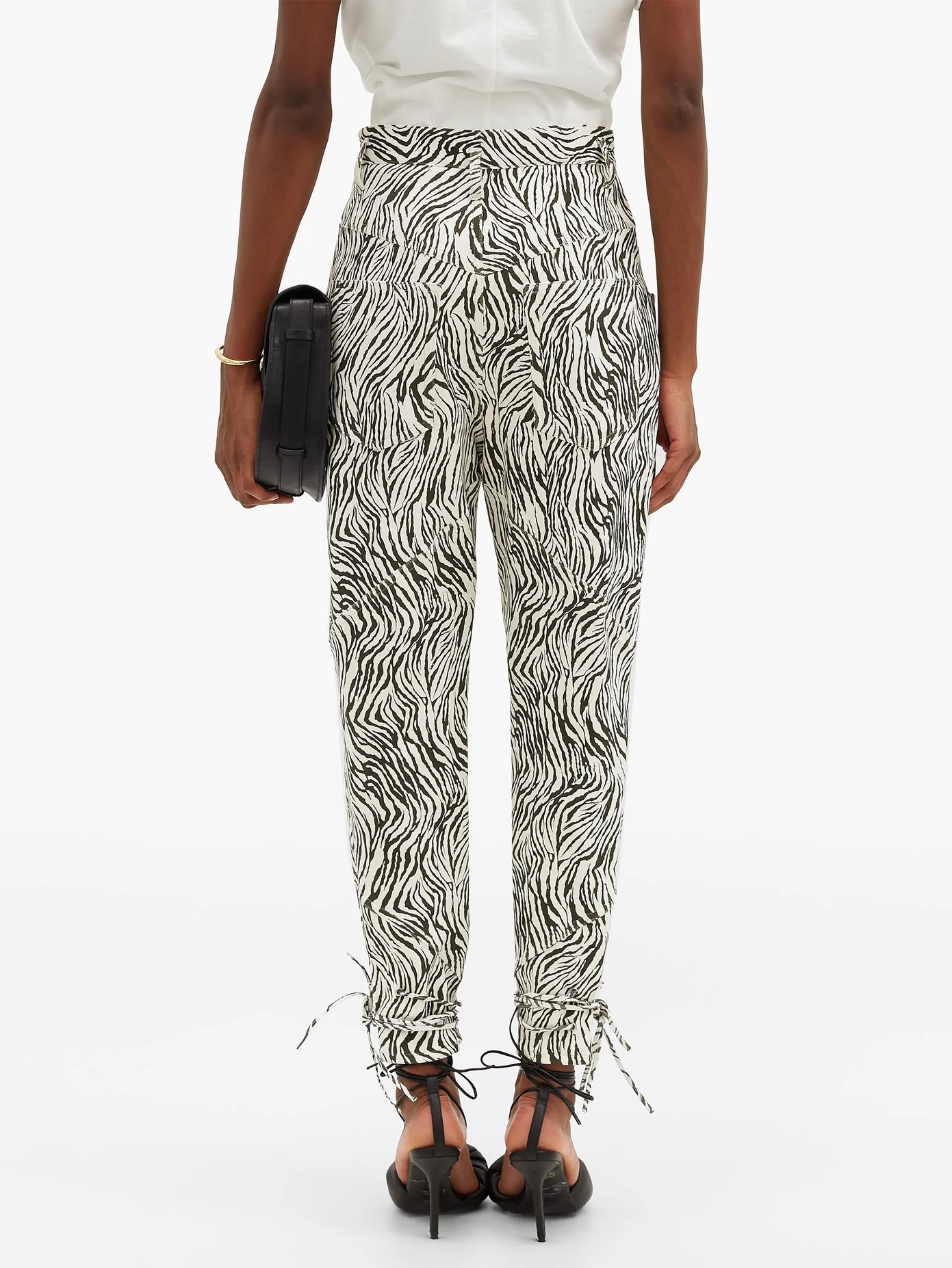 Badeloisa high-rise zebra-print leather trousers - 5