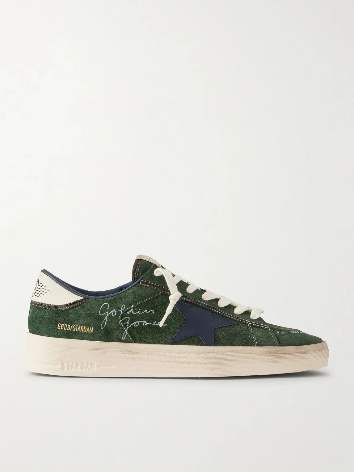 Stardan Distressed Leather-Trimmed Suede Sneakers - 1