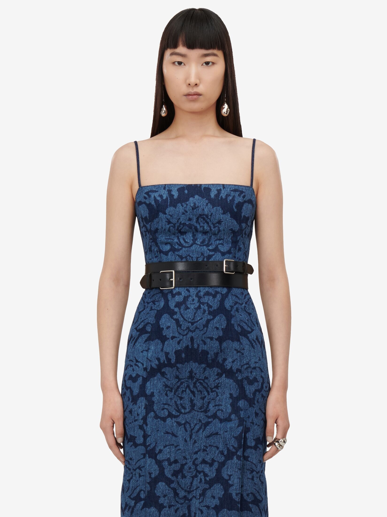 Women's Damask Denim Pencil Dress in Denim - 6