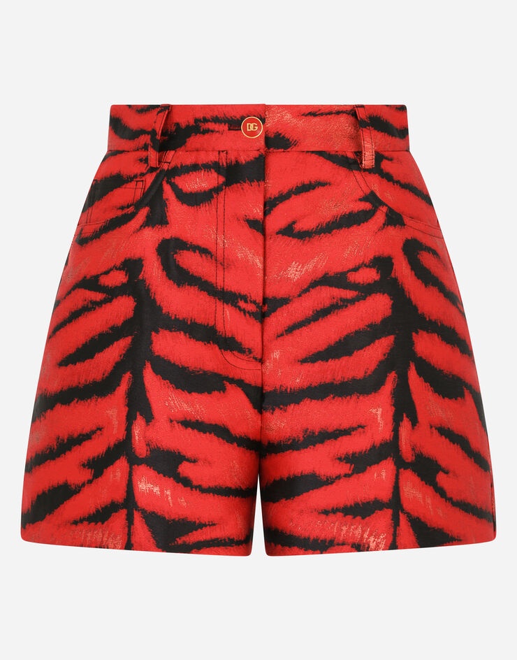 Tiger-print denim shorts - 3