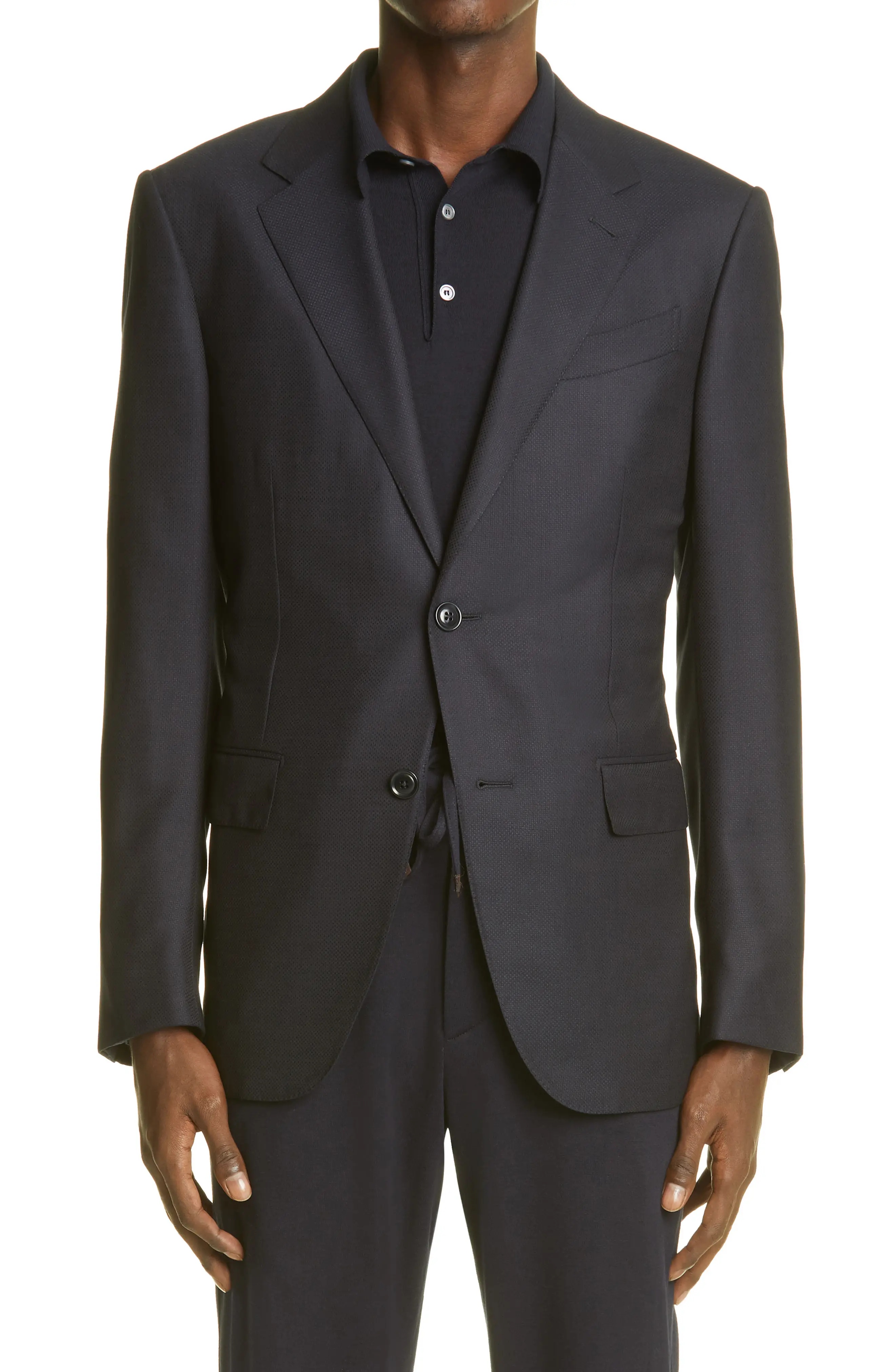 Regular Fit Stretch Wool & Silk Sport Coat - 1