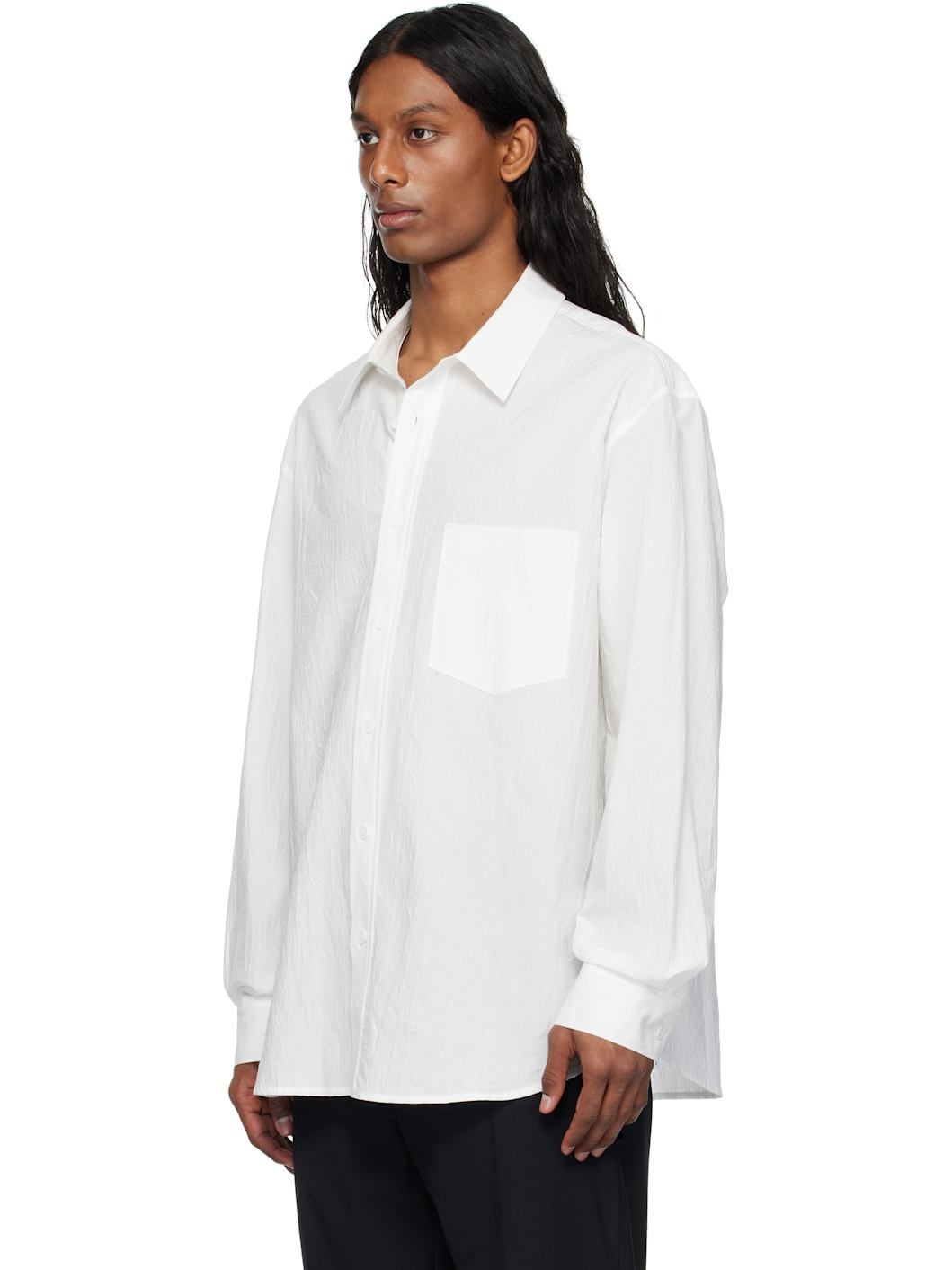 White 'Solid' Back Logo Applique Shirt - 4