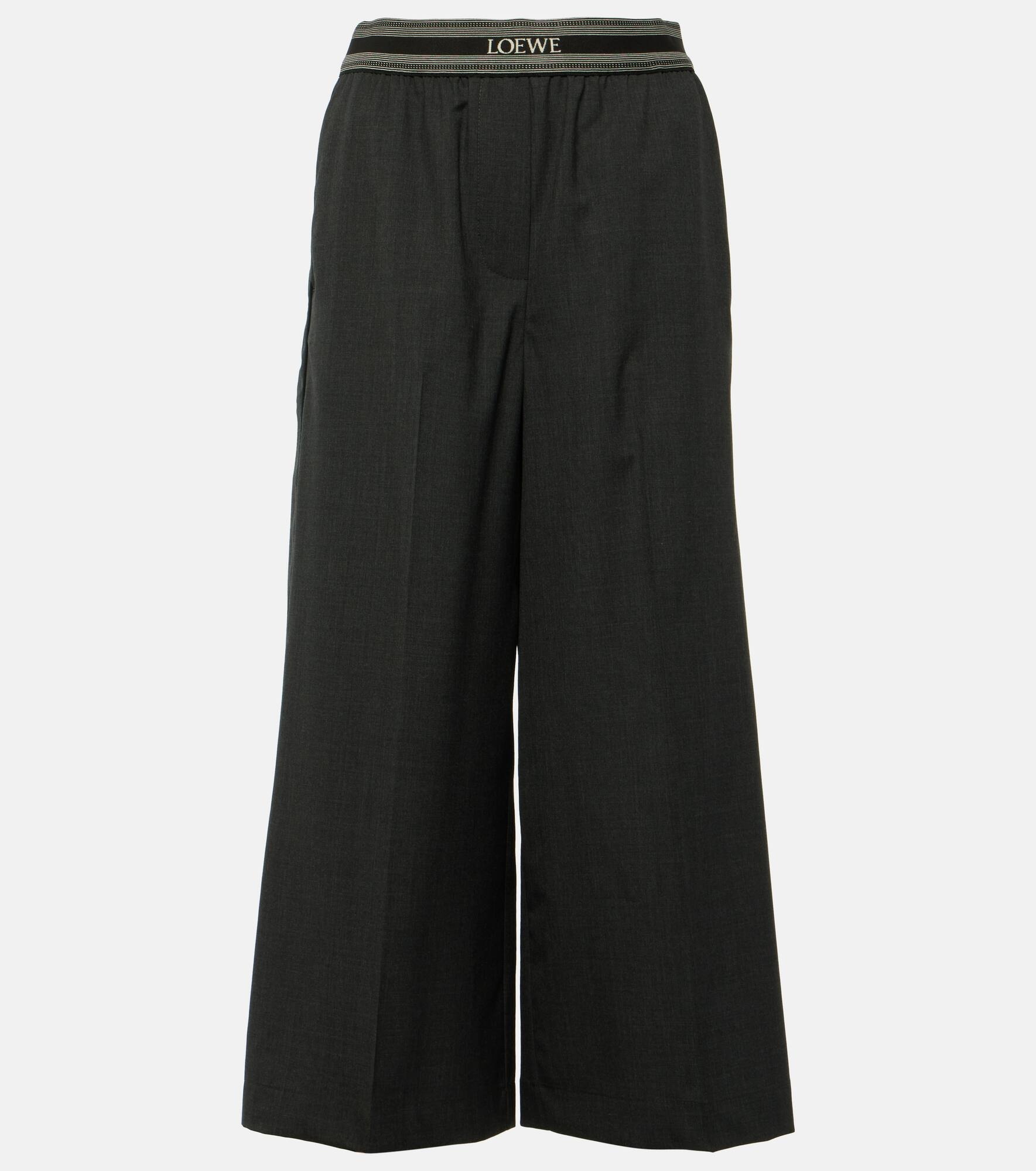 Wool cropped wide-leg pants - 1