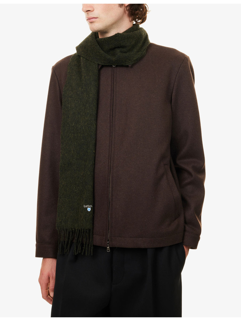 Barbour Plain Logo-Embroidered Lambswool Scarf outlook