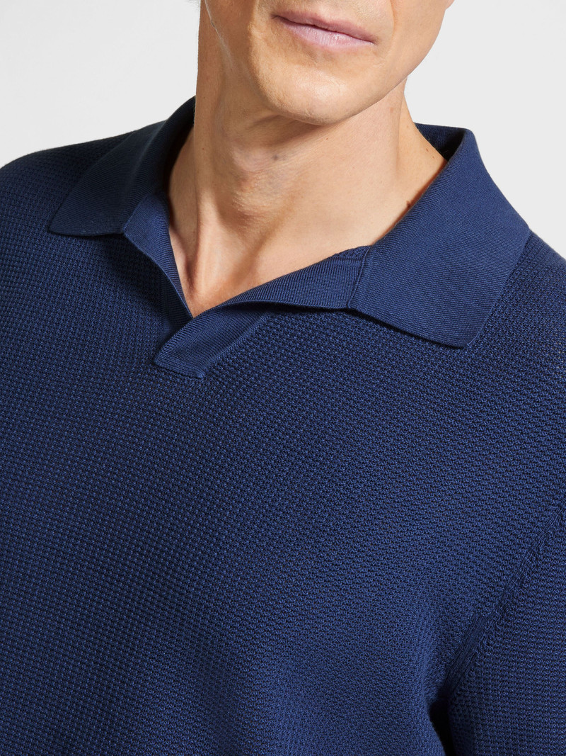 ZEGNA UTILITY BLUE PREMIUM COTTON POLO SHIRT outlook