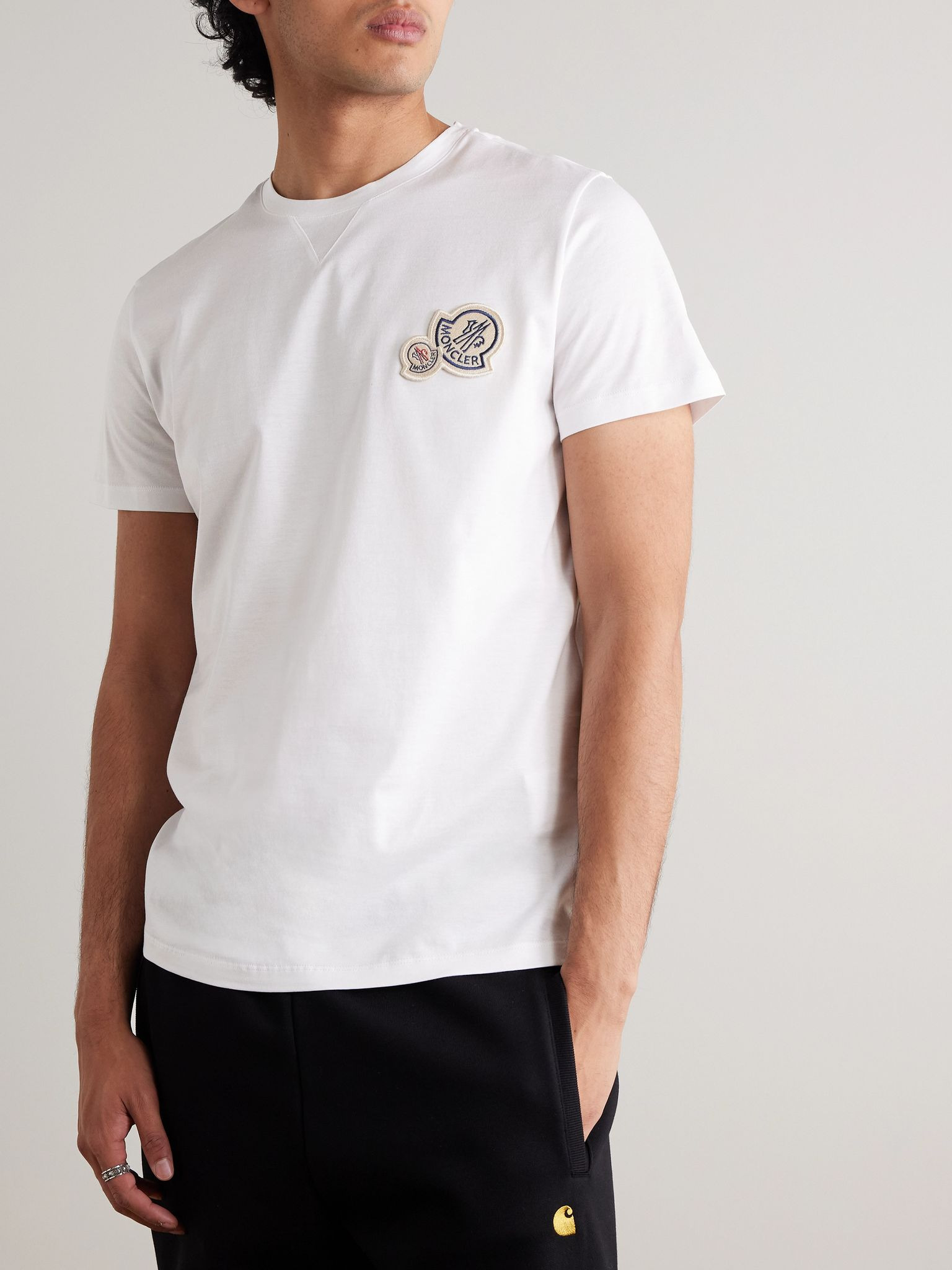 Logo-Appliquéd Cotton-Jersey T-Shirt White - 3