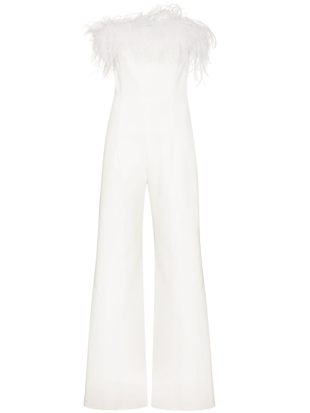 Taree feather-trim strapless jumpsuit - 1