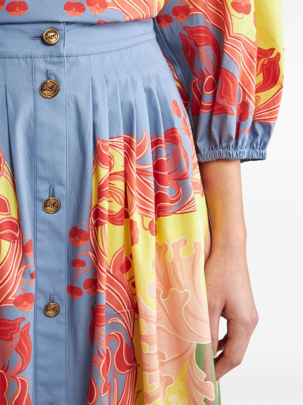 pleated button-down midi skirt - 5