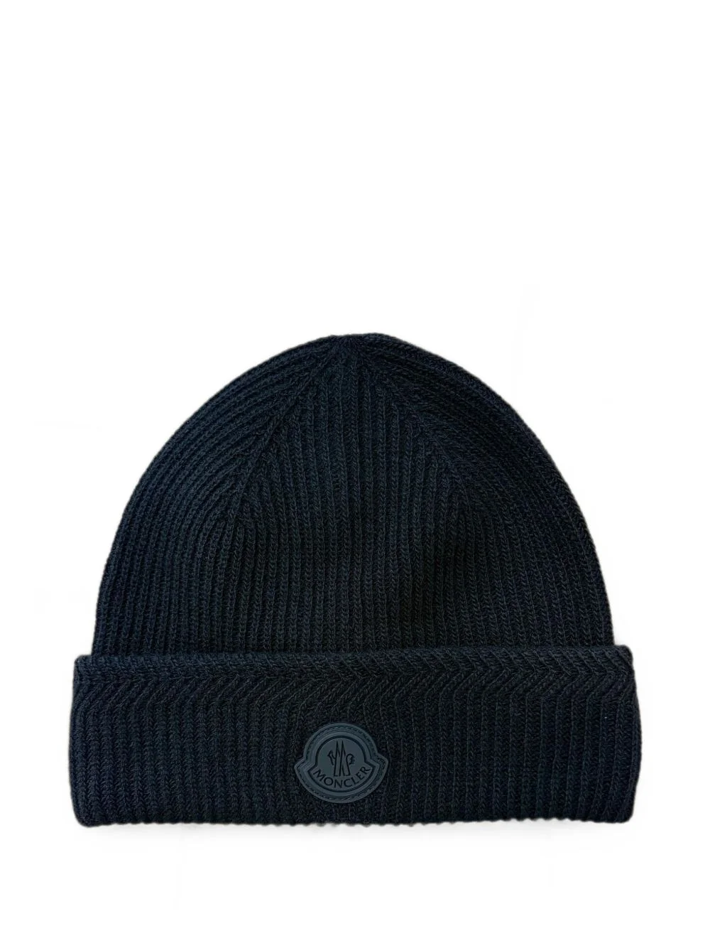 logo-patch ribbed beanie hat - 1