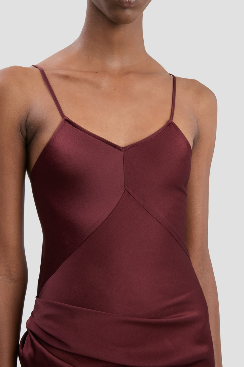 Draped Cami Floor-Length Dress In Cinnabar Red 4