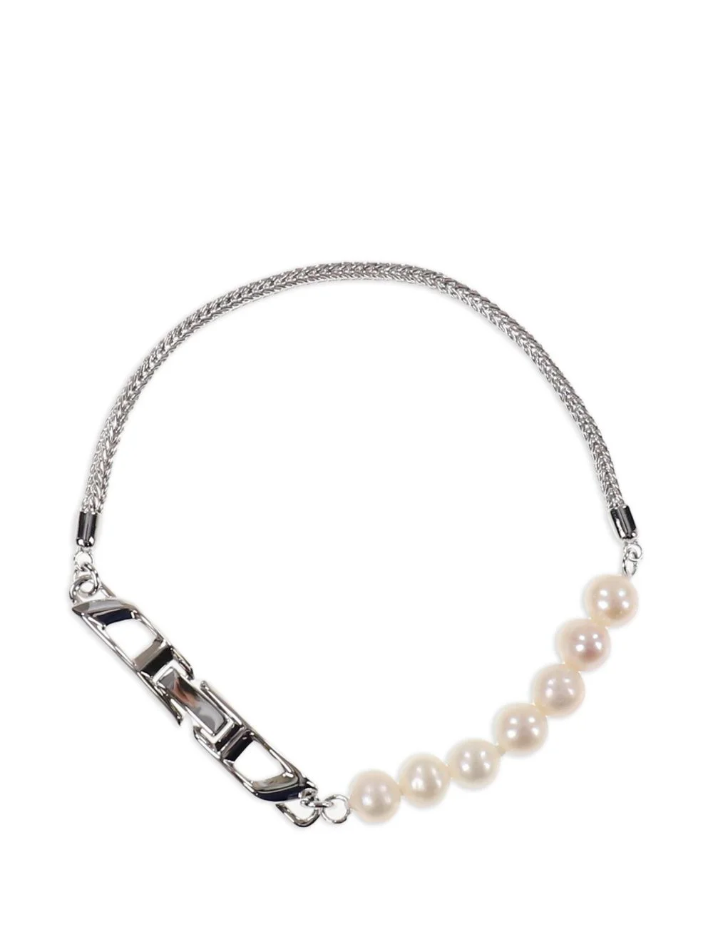 sterling silver pearl chain bracelet - 1