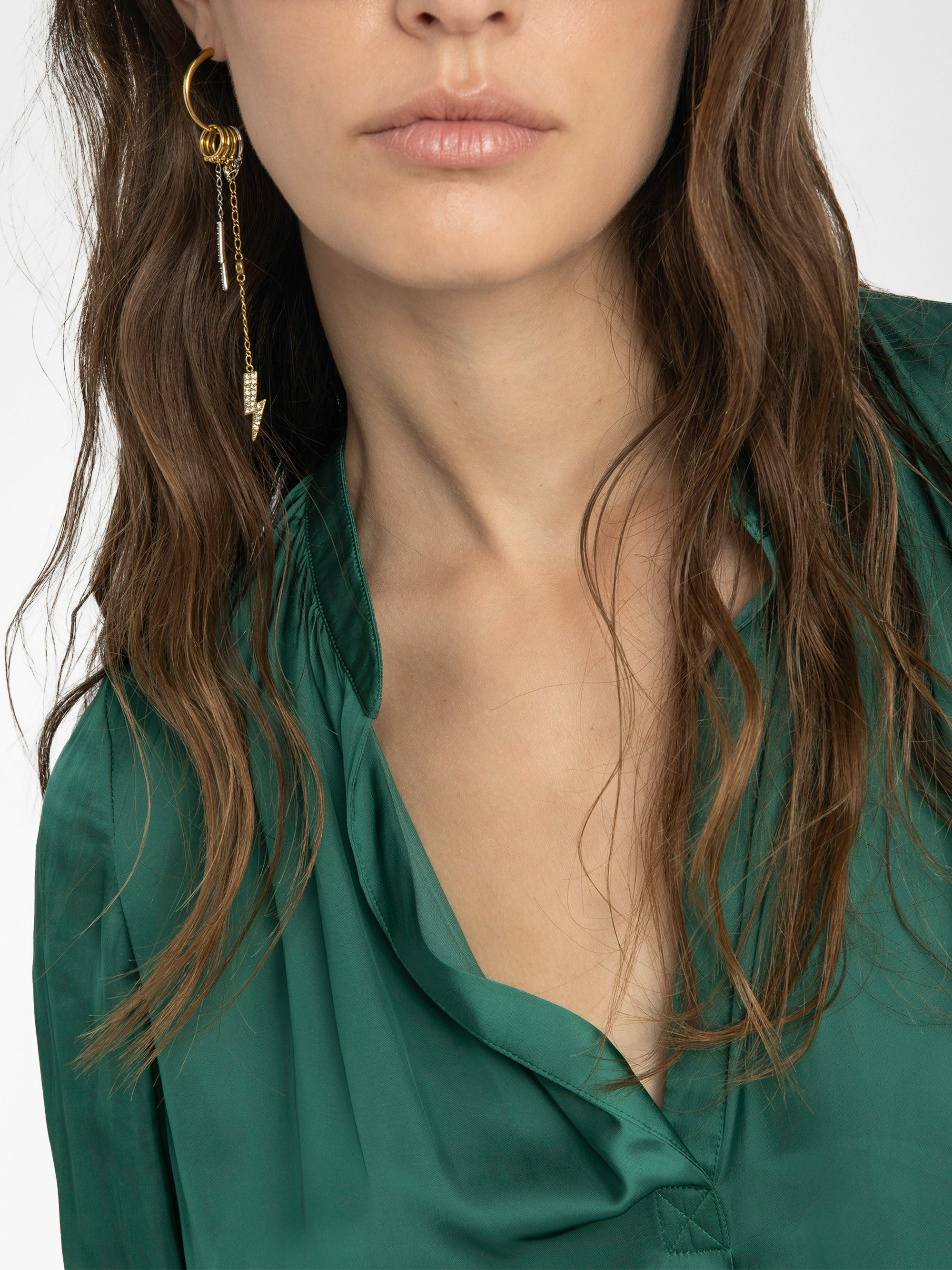 Tink Emerald Green Satin Blouse - 7