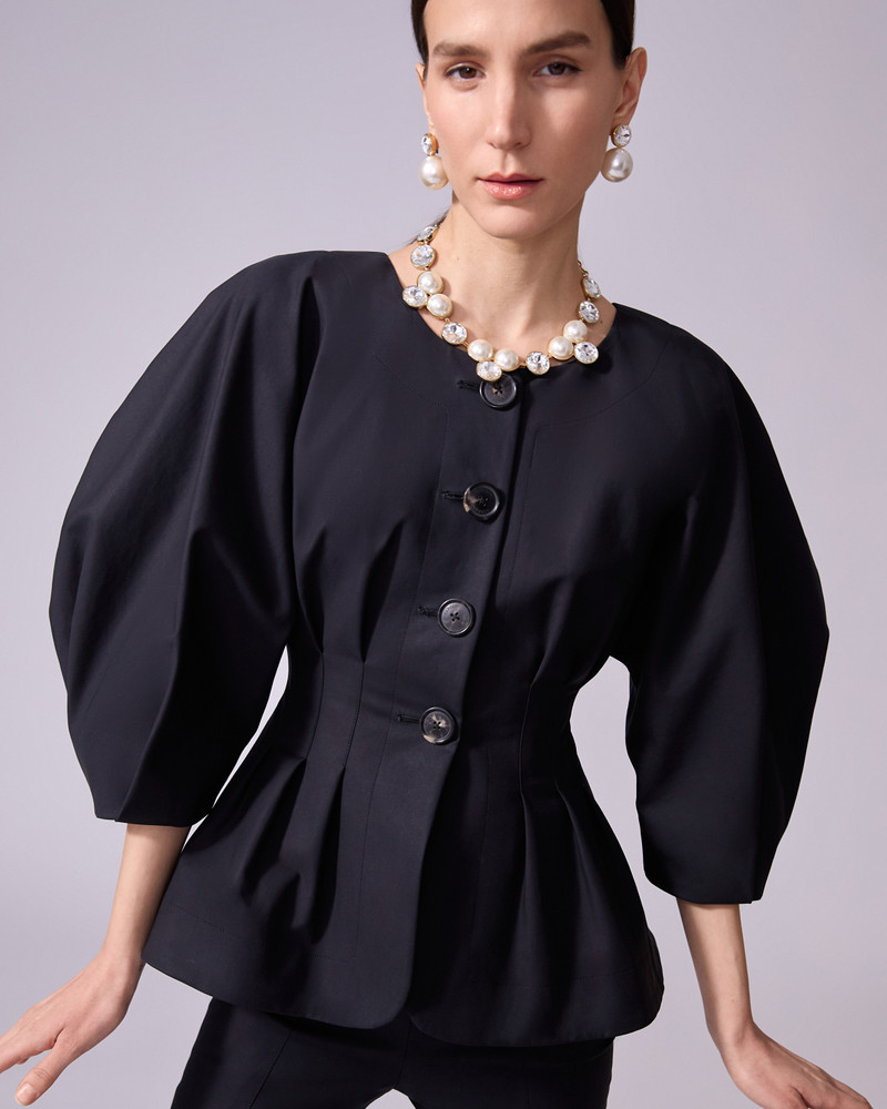 CAROLINA HERRERA Puff-Sleeve Pleated Jacket outlook